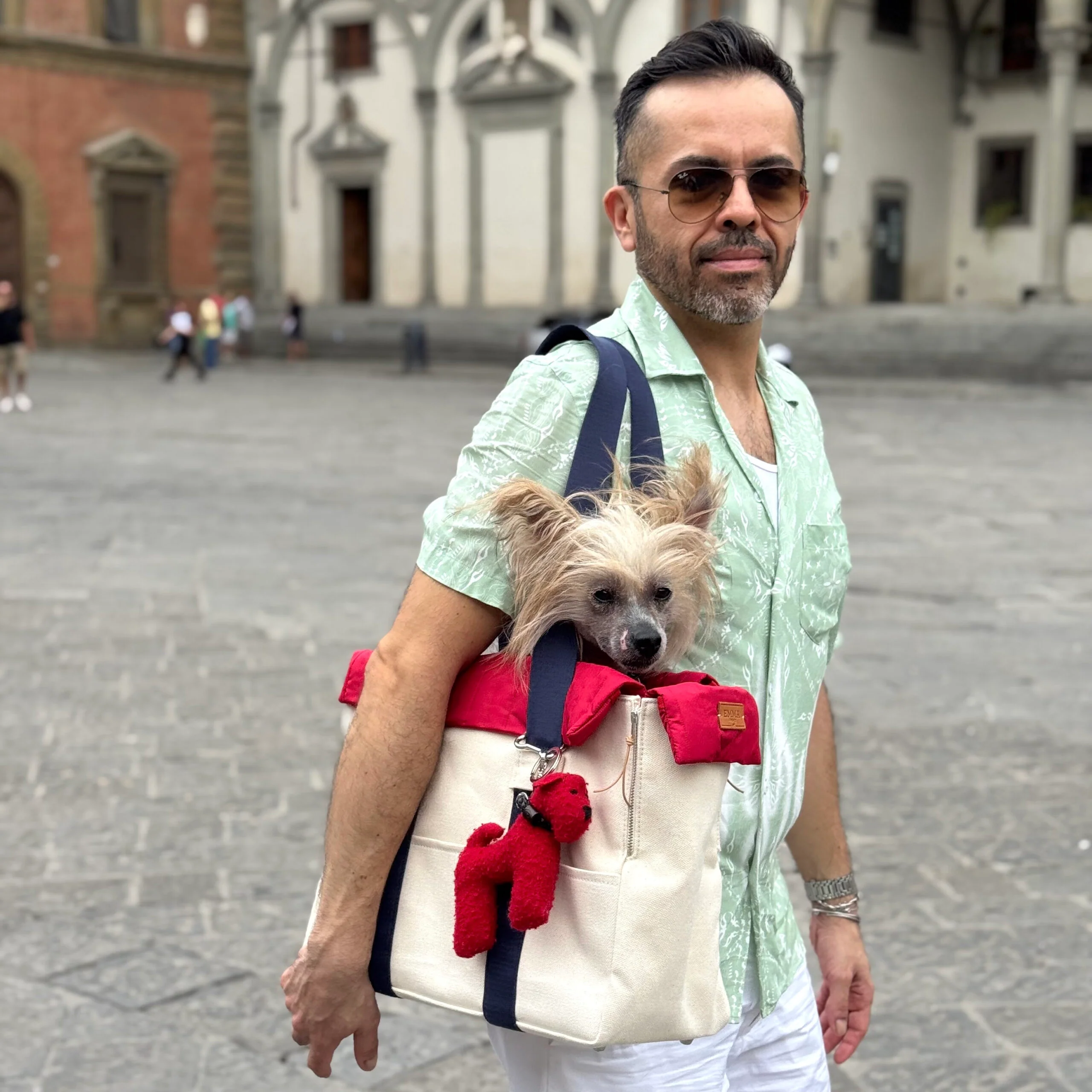 Canvas & Cherry: Luxury Dog Carrier with Casentino Wool Detail - Image 2