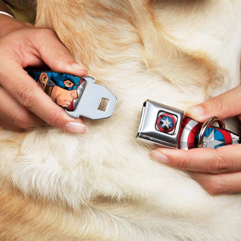 Captain America Shield2 CLOSE-UP Full Color Seatbelt Buckle Collar - Captain America Face Turns/Shield CLOSE-UP - Image 8