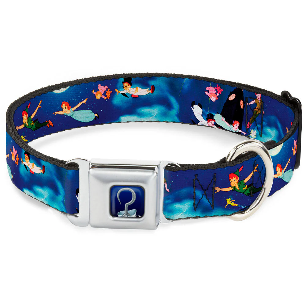 Captain Hooks Hook Full Color Seatbelt Buckle Collar - Peter Pan Flying Scene