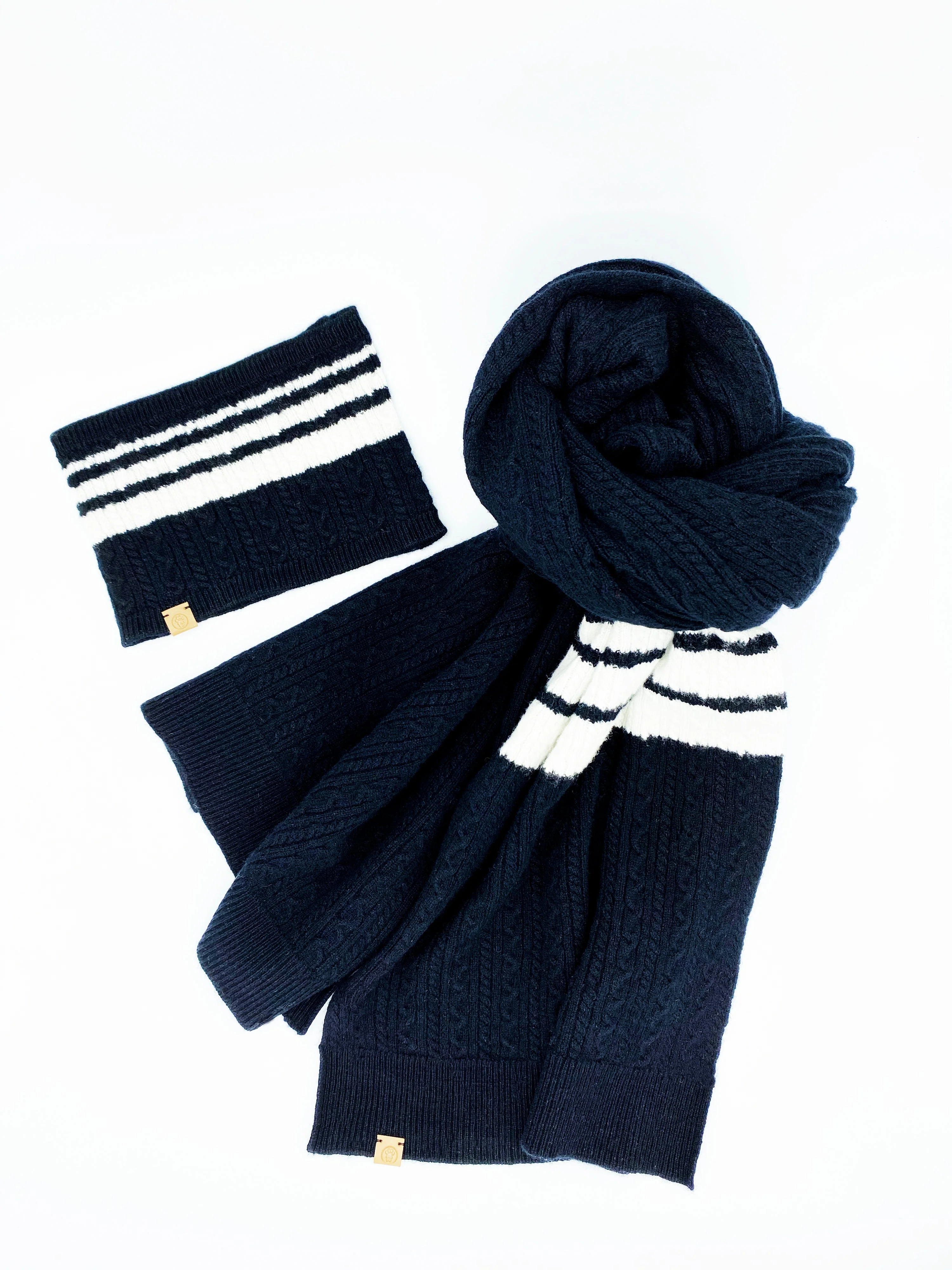 BESPOKE PAWS Cashmere Blend Scarf sets for Pets and their humans, Black and White - Wool Durable Adjustable Warm BANDANA