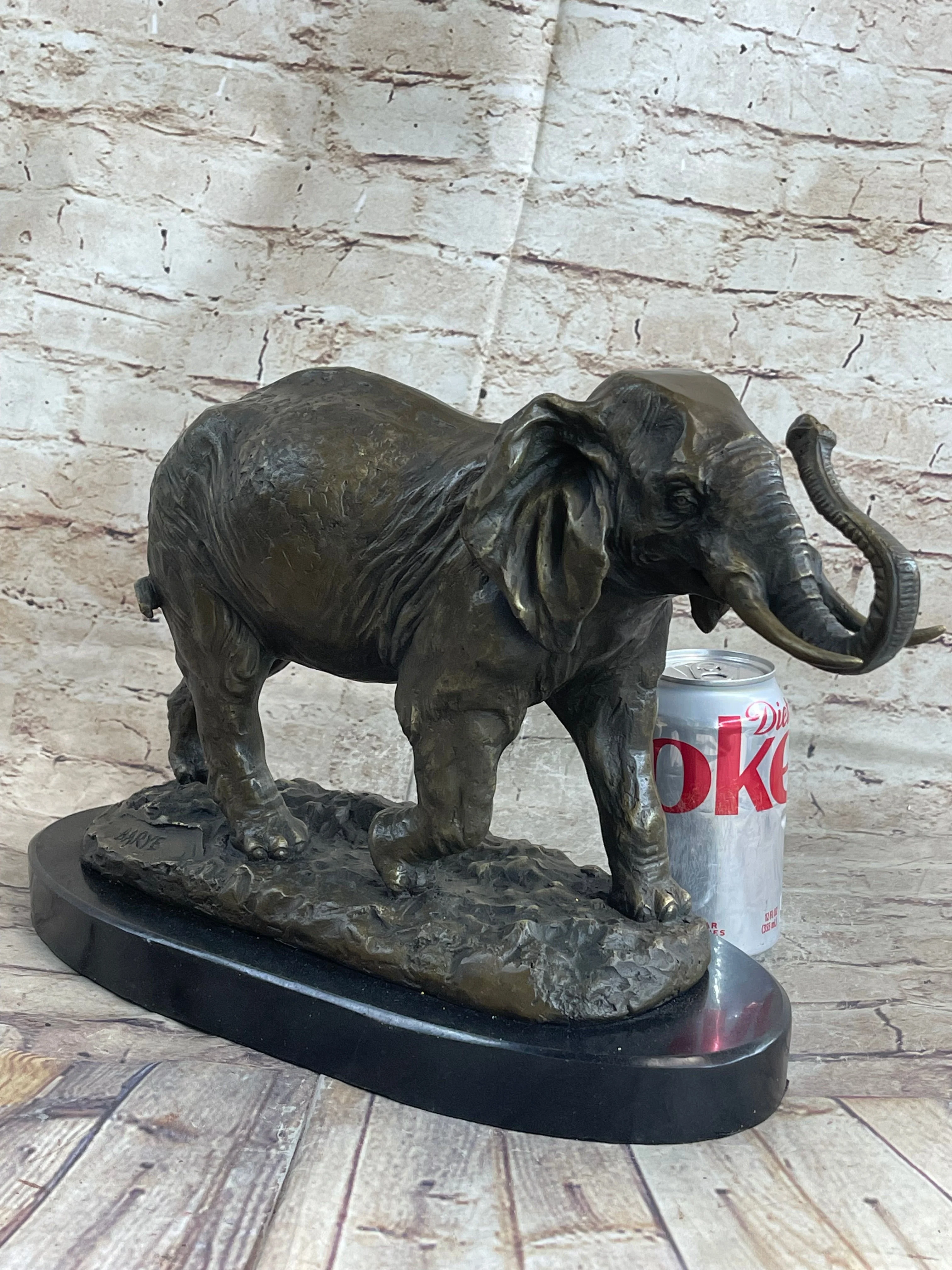 Cast Bronze Marble Sculpture Elephant Safari Statue Art Figure Figurine Animal - Image 2
