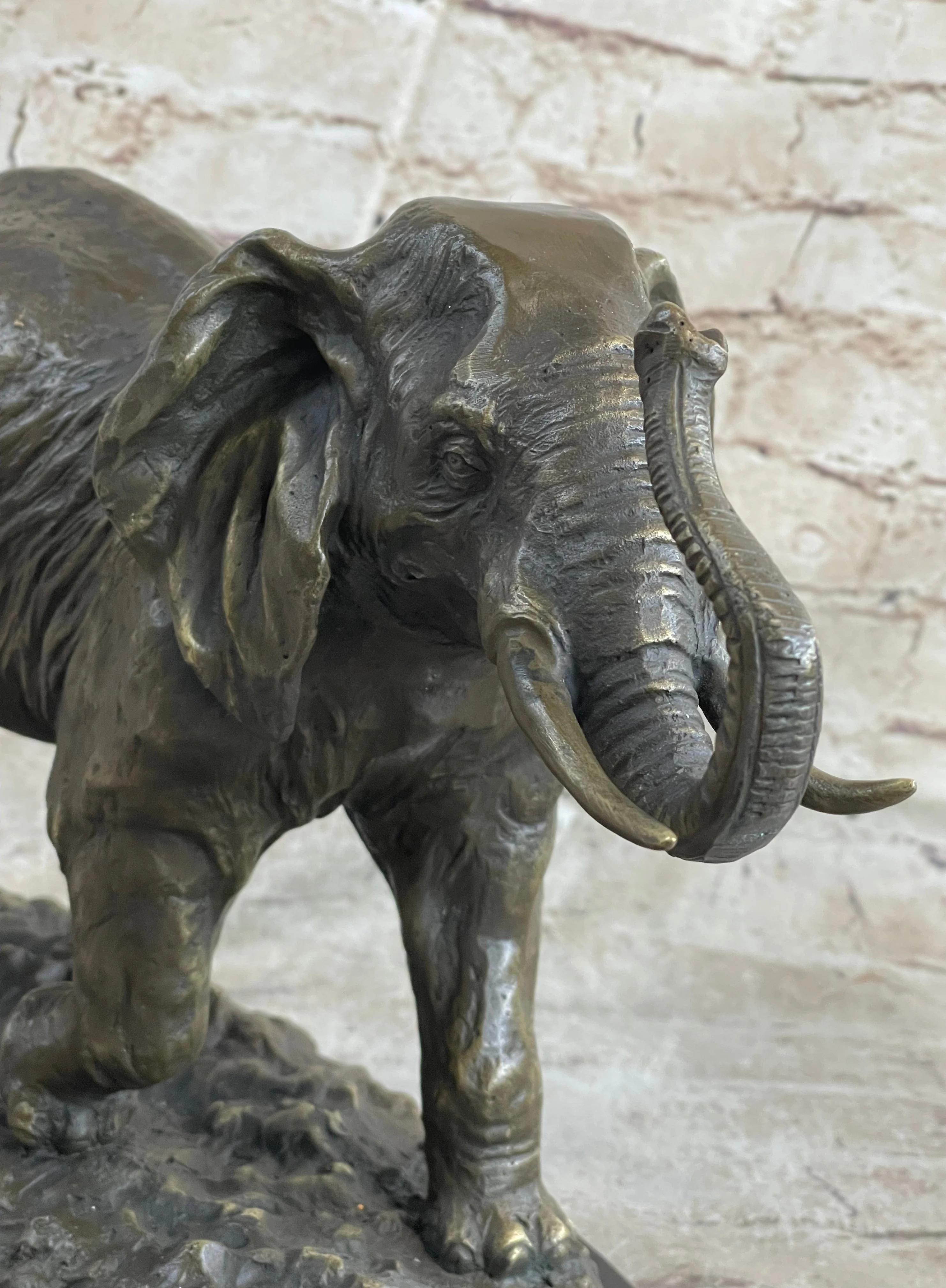 Cast Bronze Marble Sculpture Elephant Safari Statue Art Figure Figurine Animal - Image 7