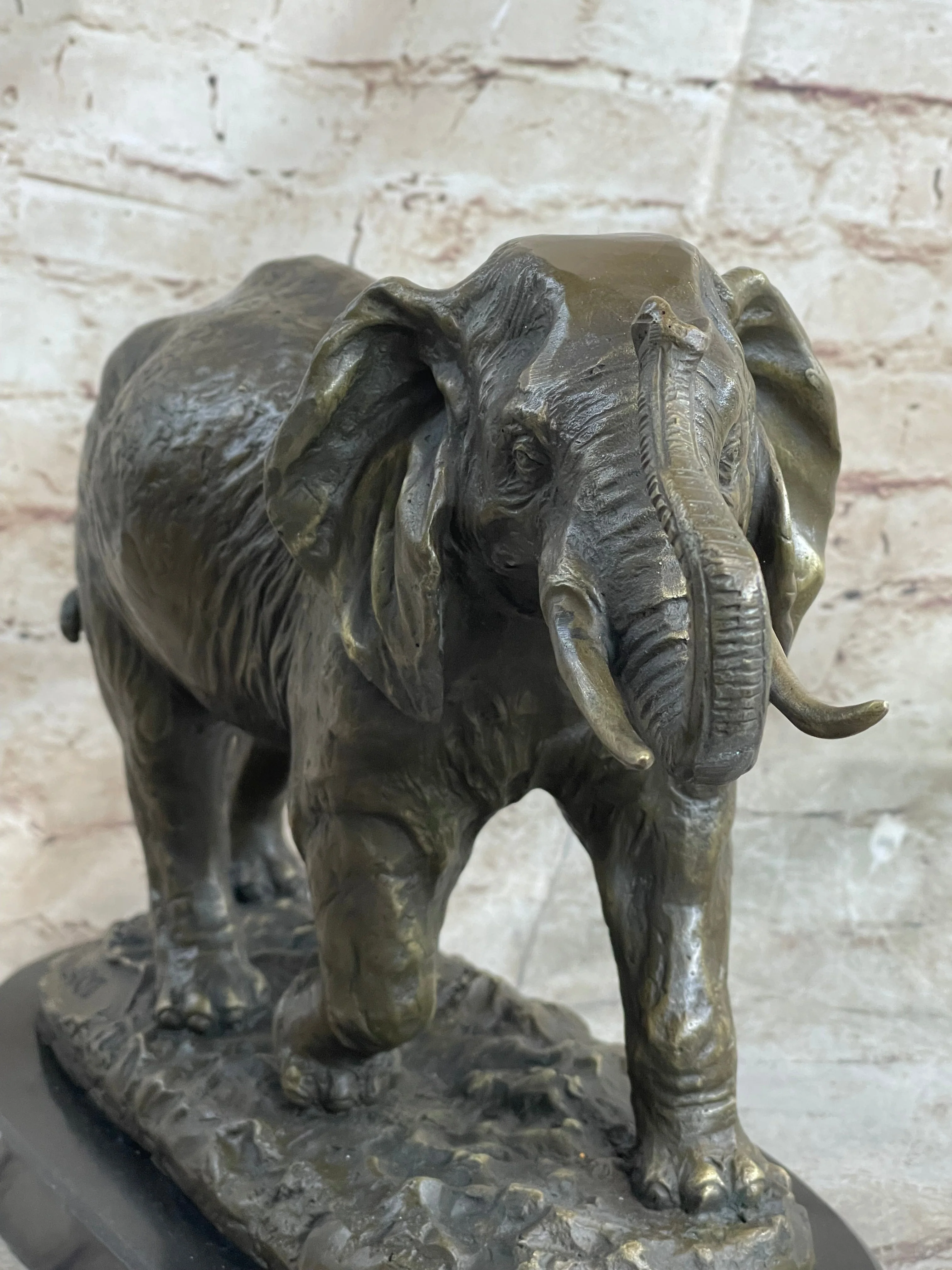 Cast Bronze Marble Sculpture Elephant Safari Statue Art Figure Figurine Animal - Image 9