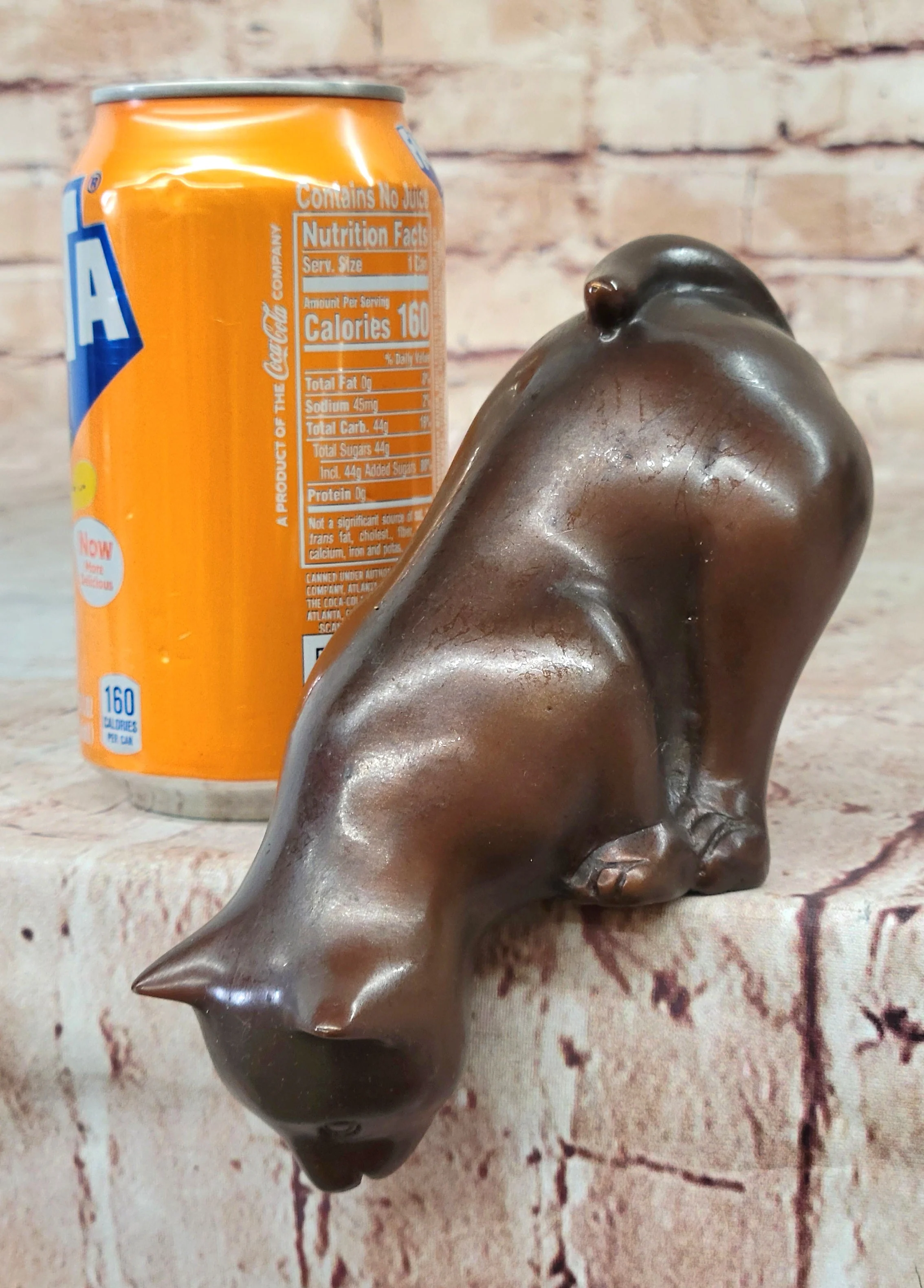Cat Kitten Sitting on the Edge Bronze Figurine Sculpture Figure Collectible 3" x 6" - Image 2