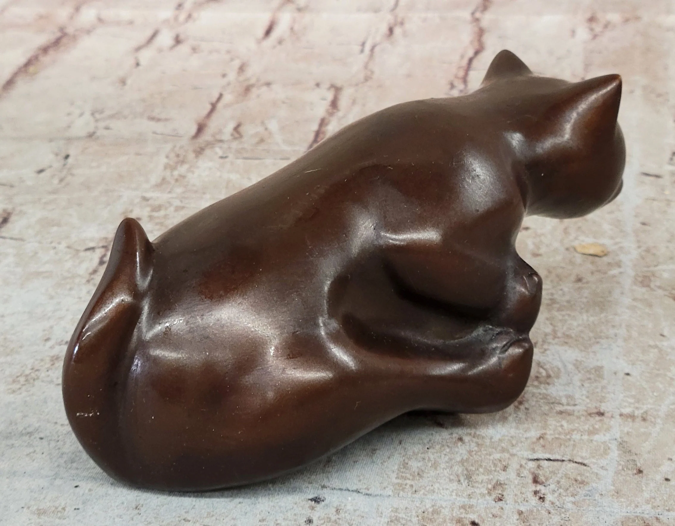 Cat Kitten Sitting on the Edge Bronze Figurine Sculpture Figure Collectible 3" x 6" - Image 7