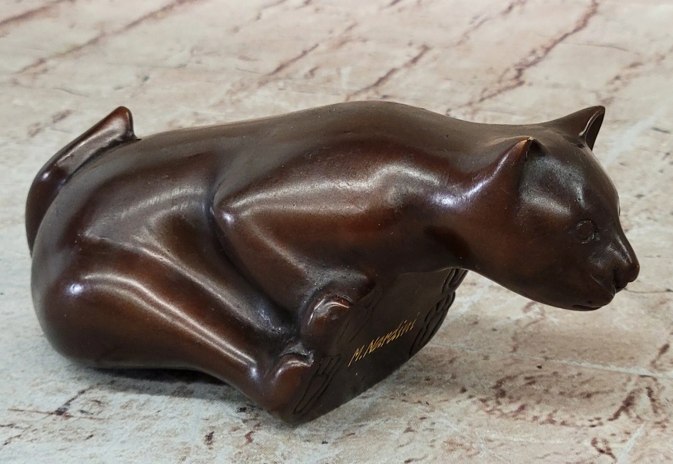 Cat Kitten Sitting on the Edge Bronze Figurine Sculpture Figure Collectible 3" x 6" - Image 9