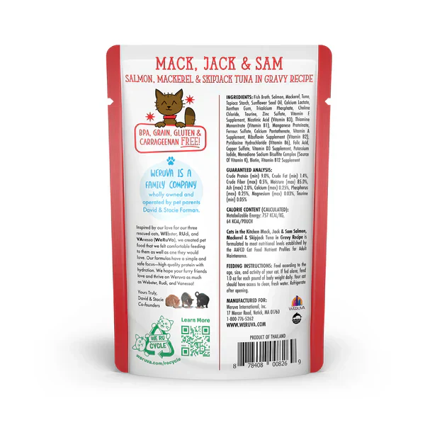 Cats in the Kitchen Mack, Jack and Sam Salmon, Mackerel & Skipjack Tuna in Gravy (3oz) - Image 3