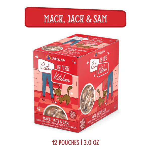 Cats in the Kitchen Mack, Jack and Sam Salmon, Mackerel & Skipjack Tuna in Gravy (3oz) - Image 4