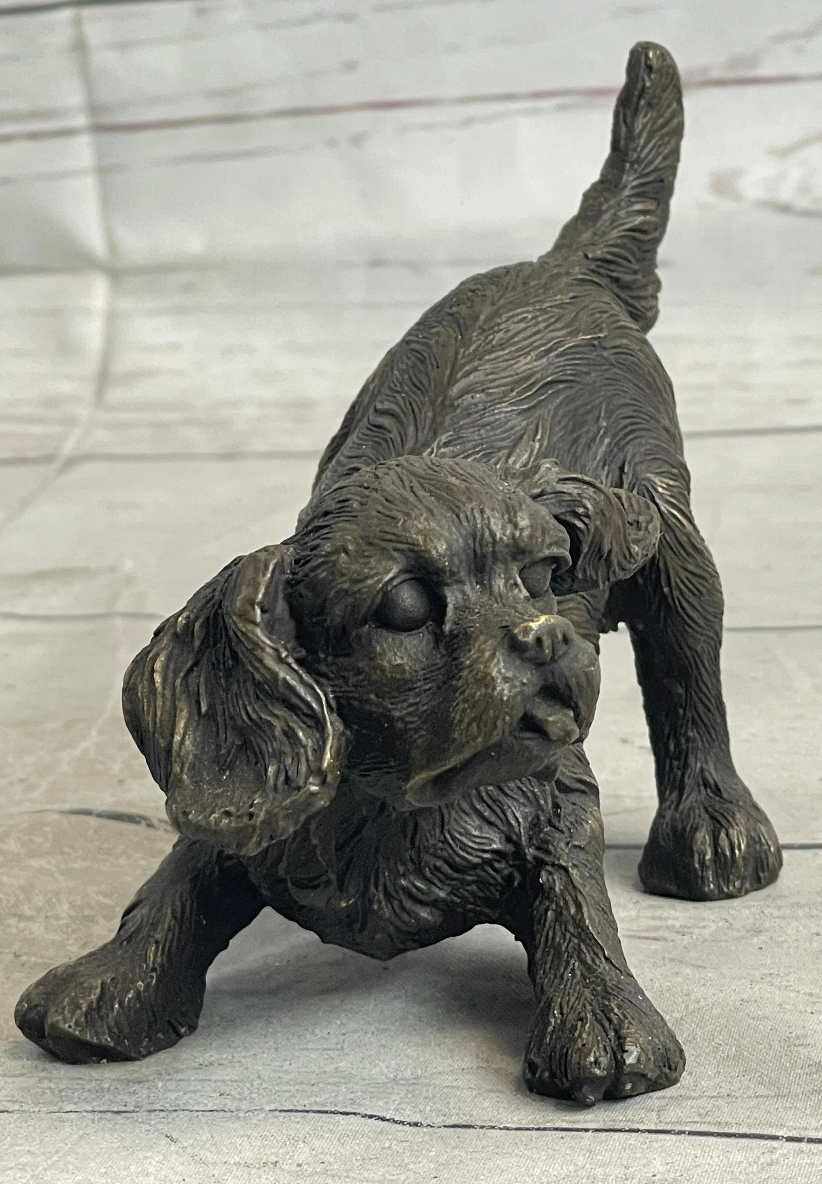 Cavalier King Charles Spaniel Puppy Dog Bronze Metal Sculpture Statue Figurine - Image 4