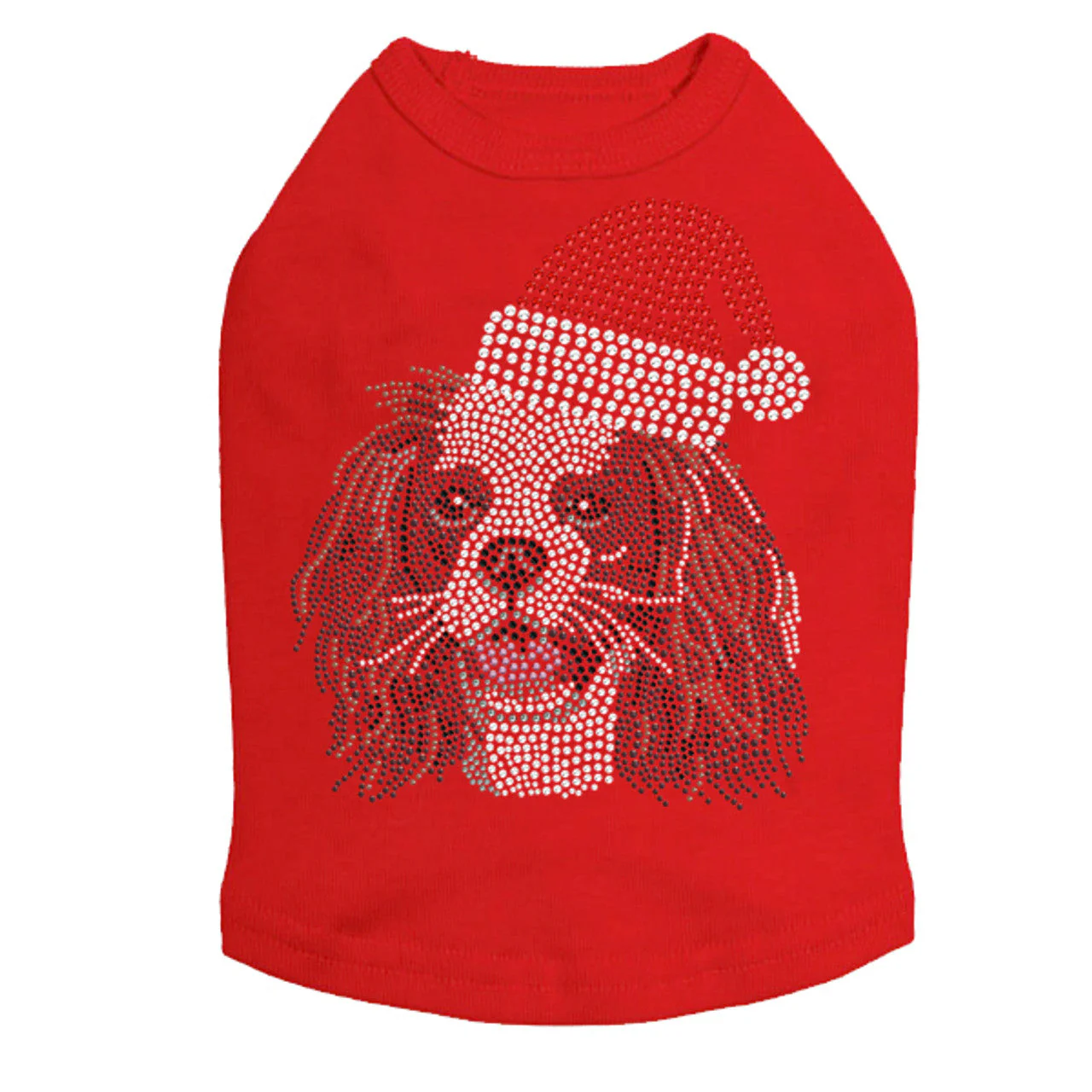 Cavalier King Charles Spaniel with Santa Hat - Dog Tank - Image 9