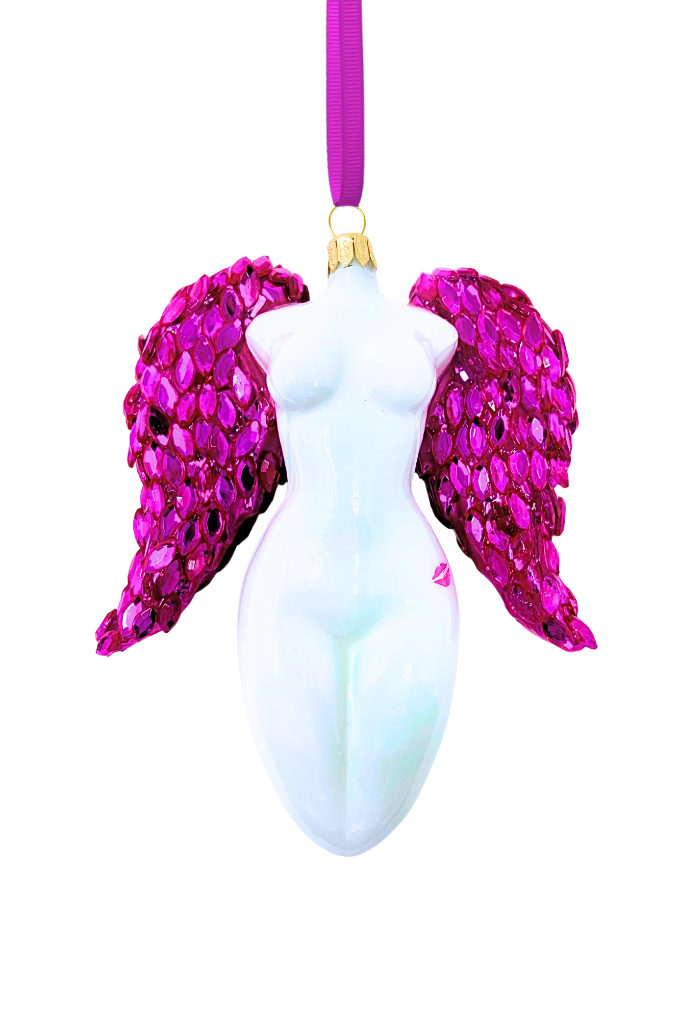 Celestina Winged Angel Sculpture Glass Ornament - Image 2