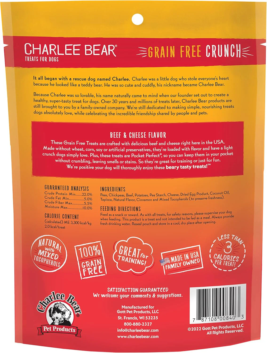 Charlee Bear Grain Free Crunch Beef & Cheese Dog Treats (8oz) - Image 2