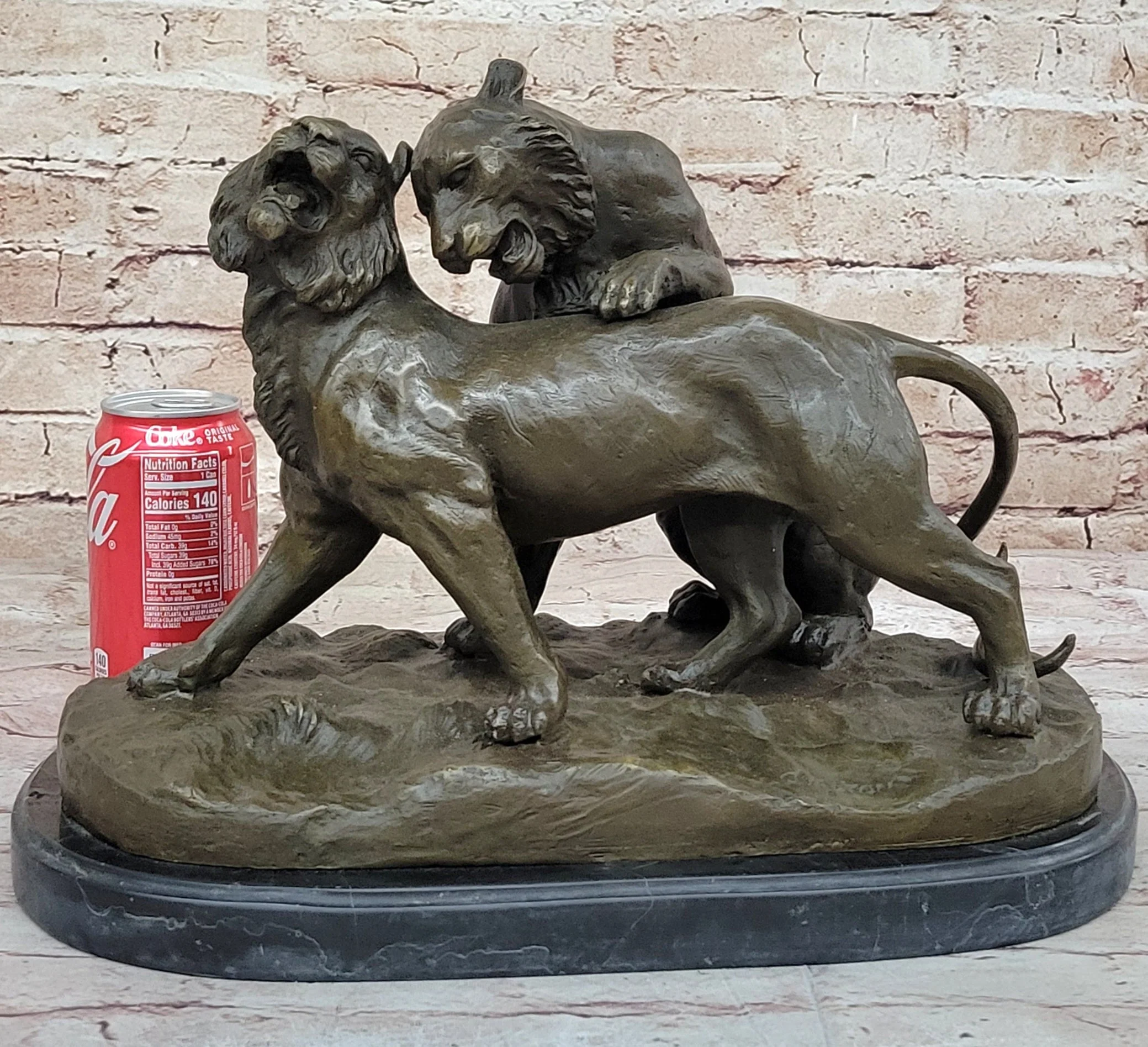 Charles Valton - Preludes to Love - Bronze Sculpture of Two Tigers on Marble Base - Image 2