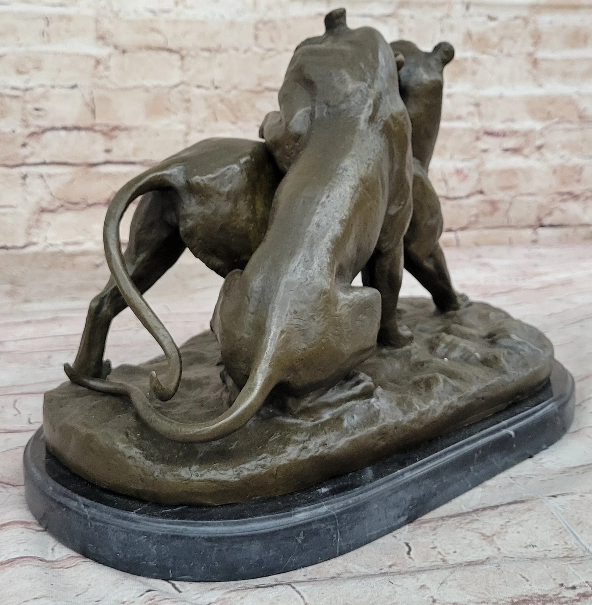 Charles Valton - Preludes to Love - Bronze Sculpture of Two Tigers on Marble Base - Image 5