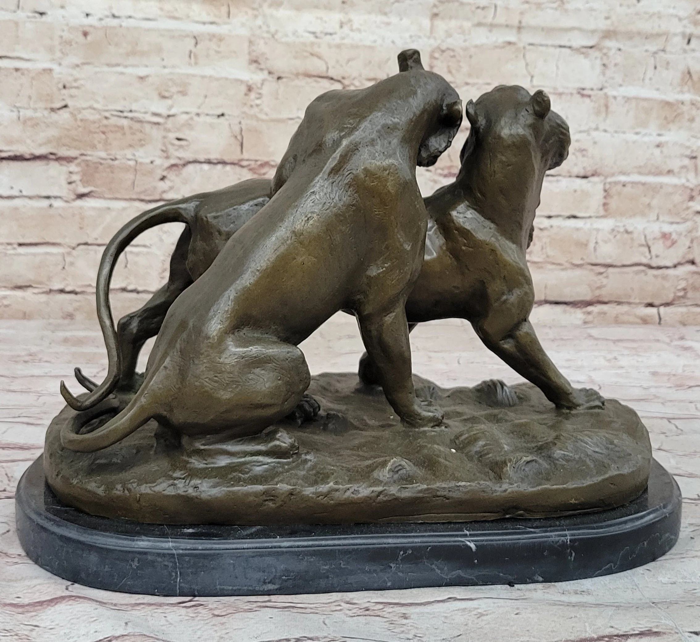 Charles Valton - Preludes to Love - Bronze Sculpture of Two Tigers on Marble Base - Image 6