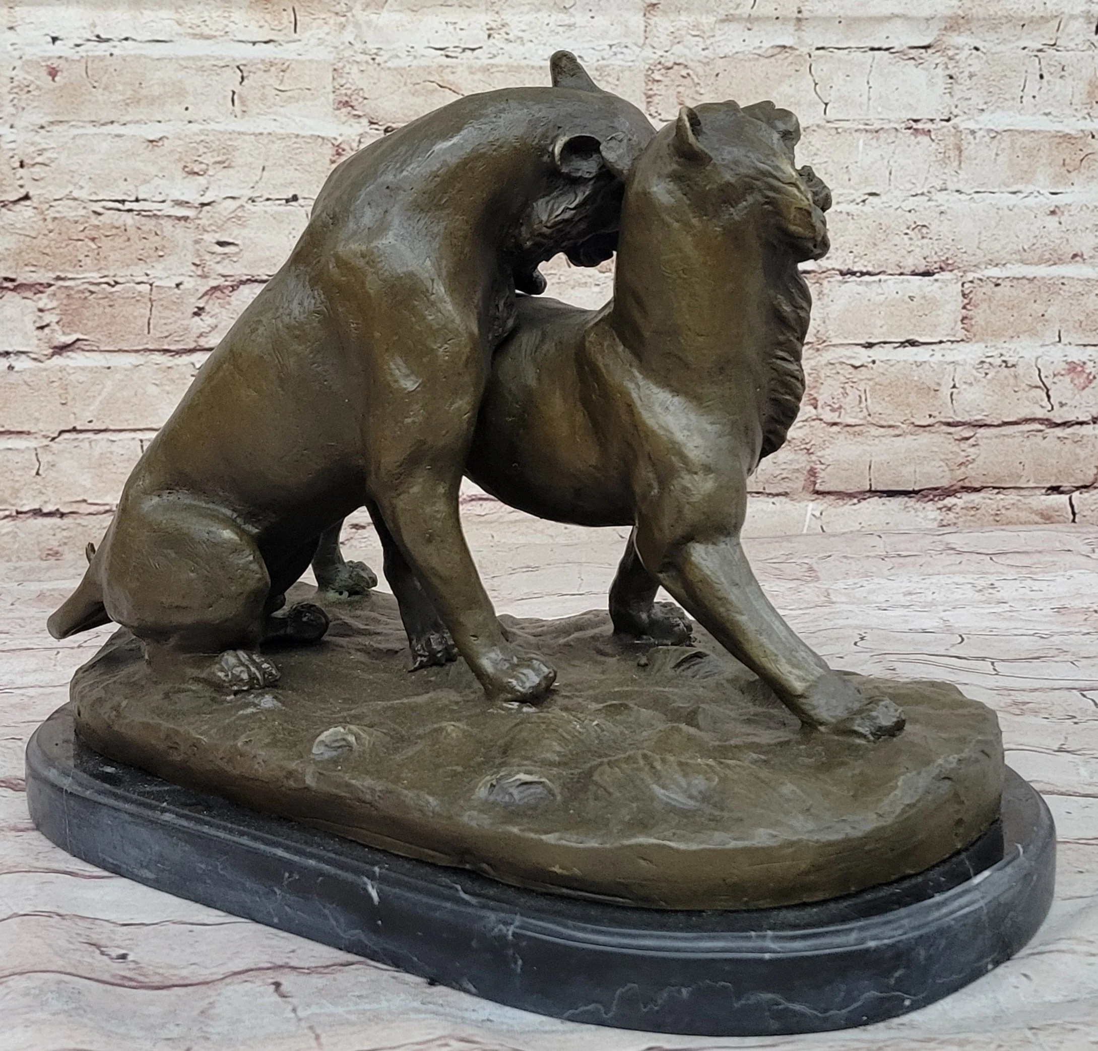 Charles Valton - Preludes to Love - Bronze Sculpture of Two Tigers on Marble Base - Image 7