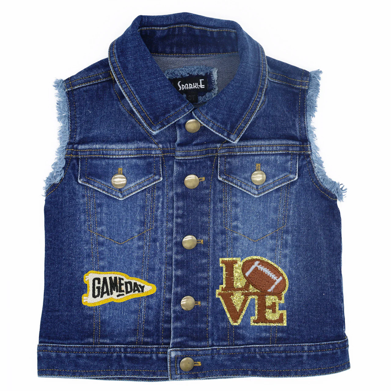 Cheer Football - Kids Denim Vest - Image 6