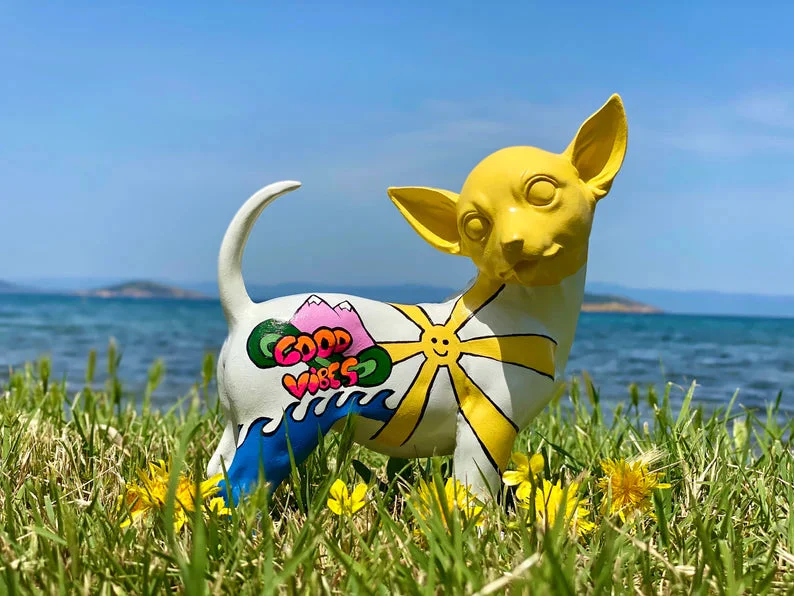 Chihuahua with Good Vibes Statue - Image 2