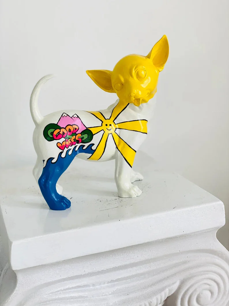 Chihuahua with Good Vibes Statue - Image 4