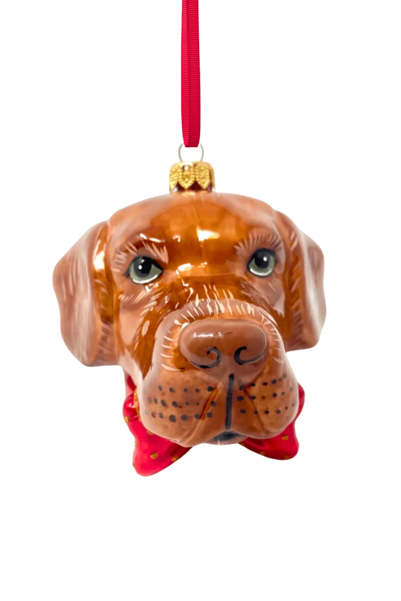 Chocolate Labrador Glass Christmas Ornament - Image 2