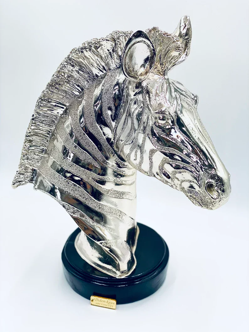 Chrome Plated Zebra Statue - Image 2