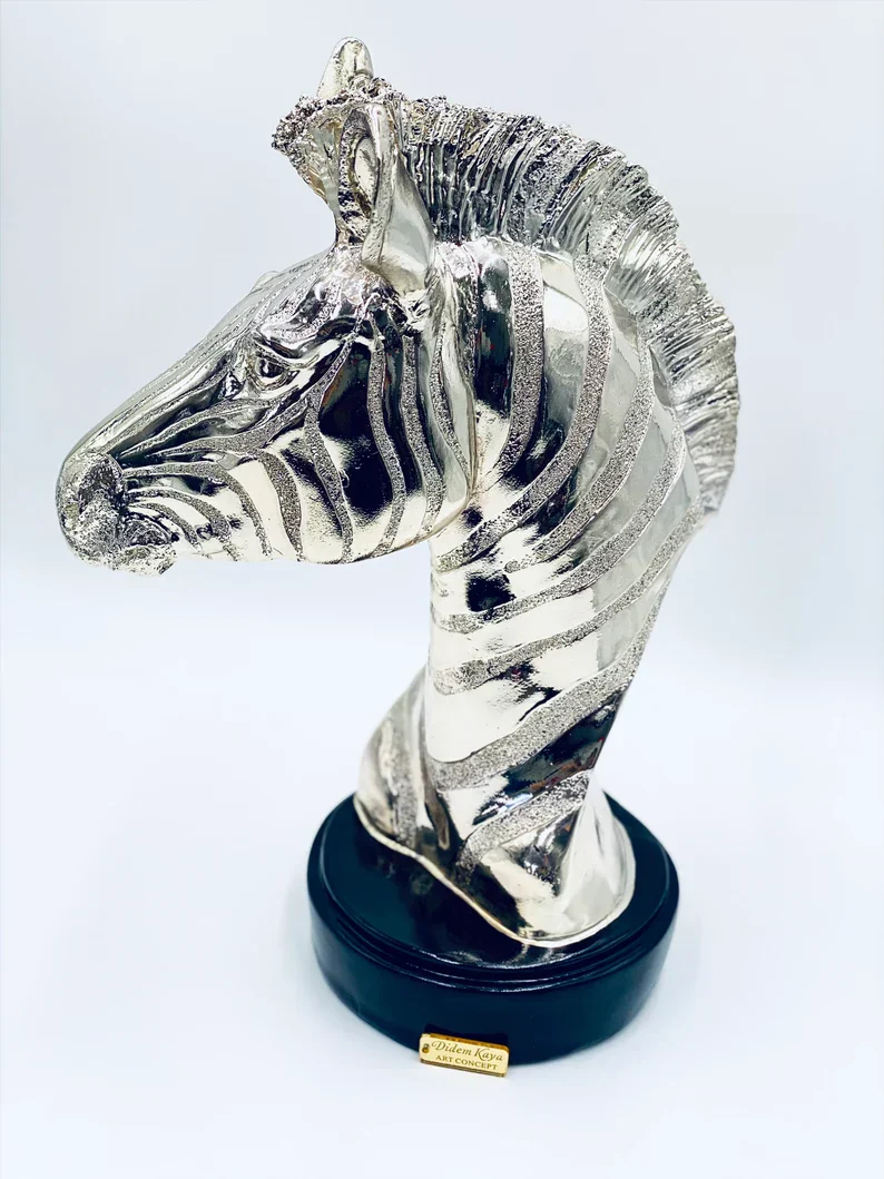 Chrome Plated Zebra Statue - Image 3