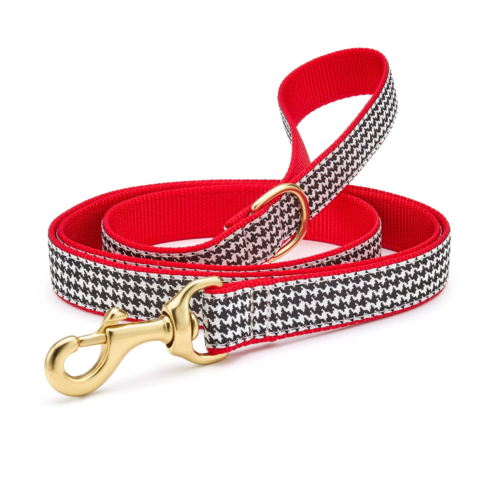 Up Country Classic Black Houndstooth Cast Brass Dog Leash