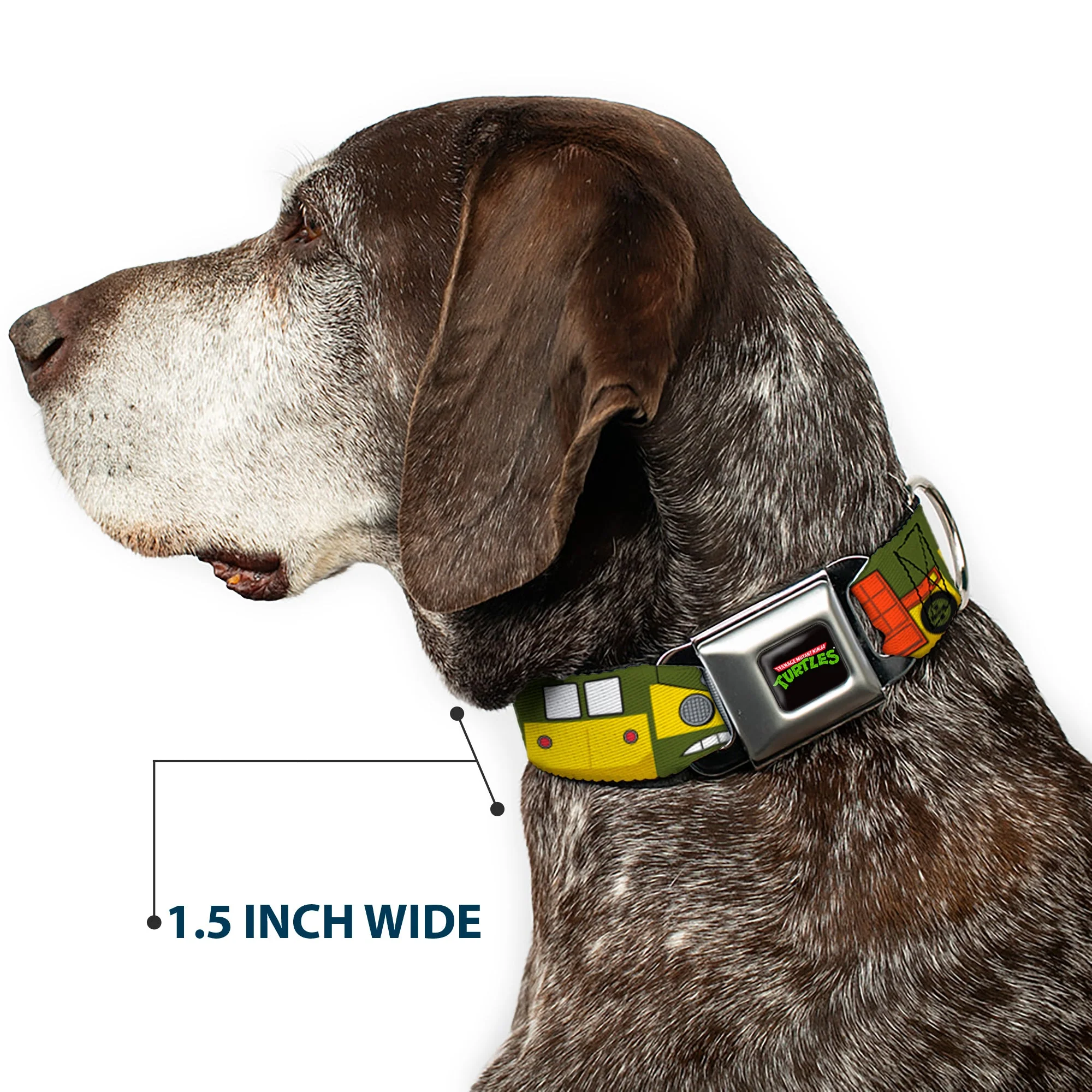 Classic TEENAGE MUTANT NINJA TURTLES Logo Full Color Seatbelt Buckle Collar - Classic TMNT Ninja Turtles Party Van All Sides Green/Yellow/Orange - Image 7