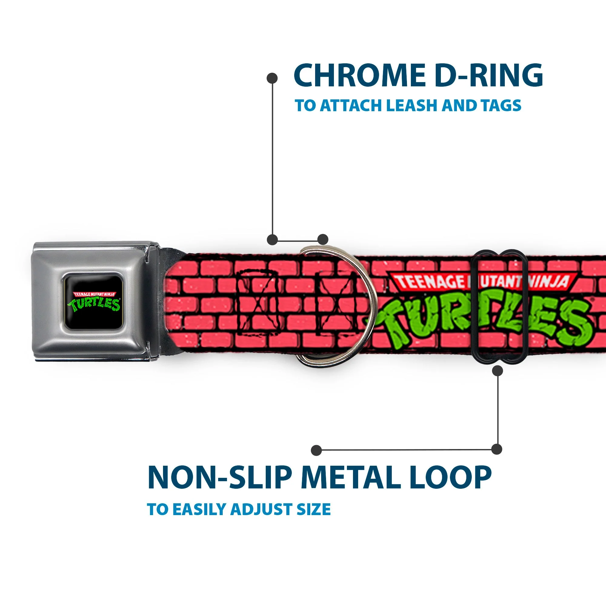 Classic TEENAGE MUTANT NINJA TURTLES Logo Seatbelt Buckle Collar - TEENAGE MUTANT NINJA TURTLES Brick Title Logo Red - Image 5