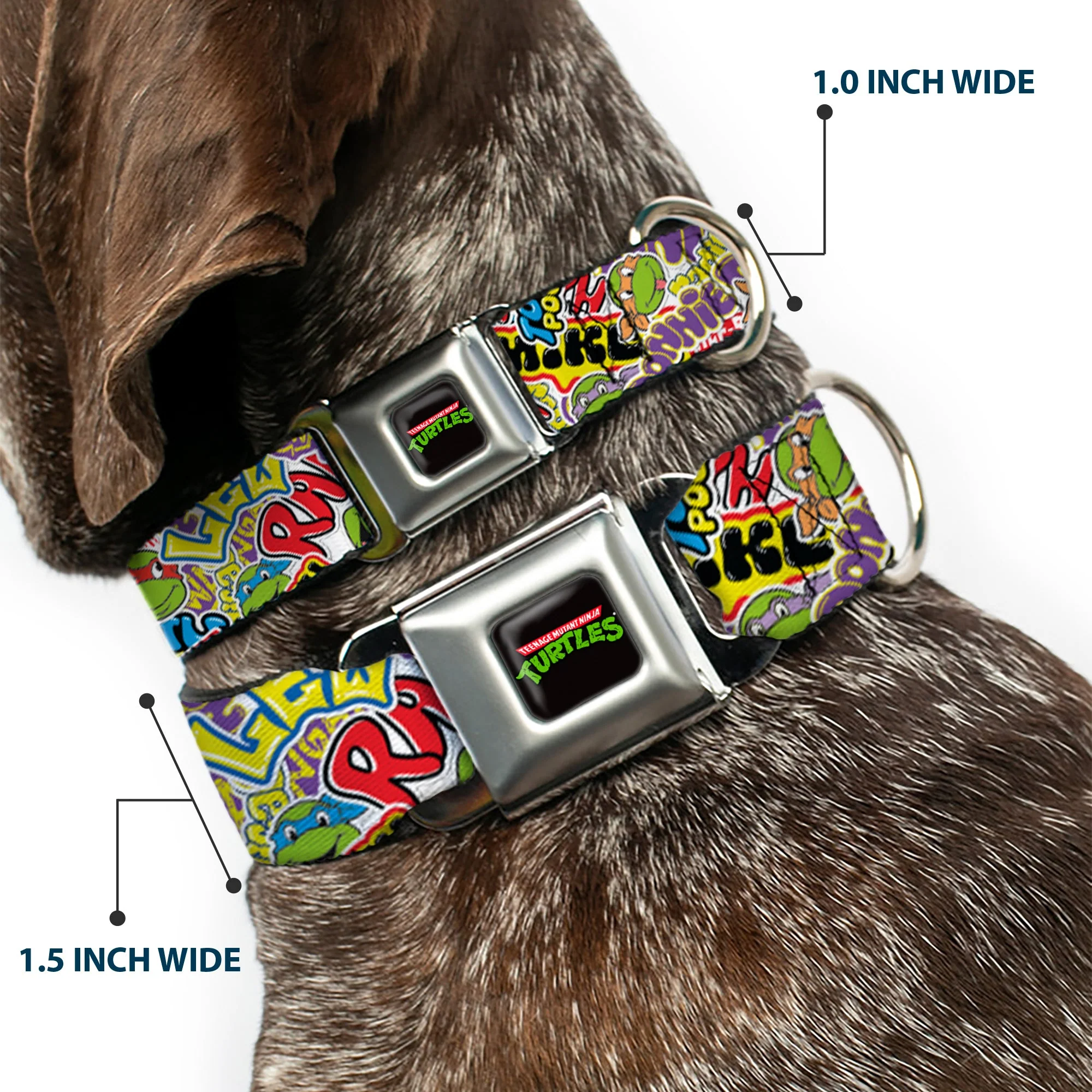 Classic TEENAGE MUTANT NINJA TURTLES Logo Seatbelt Buckle Collar - Teenage Mutant Ninja Turtles Sticker Slaps Collage White/Multi Color - Image 2