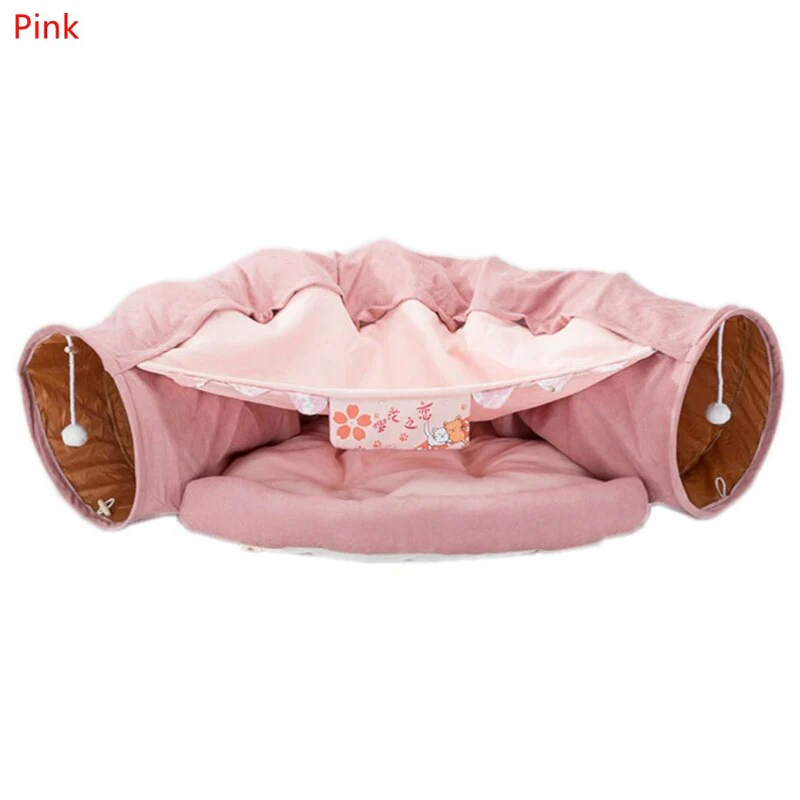 Collapsible Removable Cat Tunnel Tube With Cat Bed Set - Image 21
