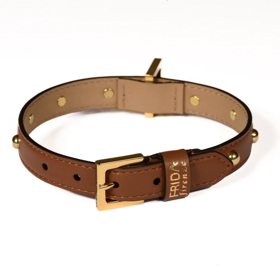 Leather Dog Collar in Brown - Sphere, Made in Italy - Image 4
