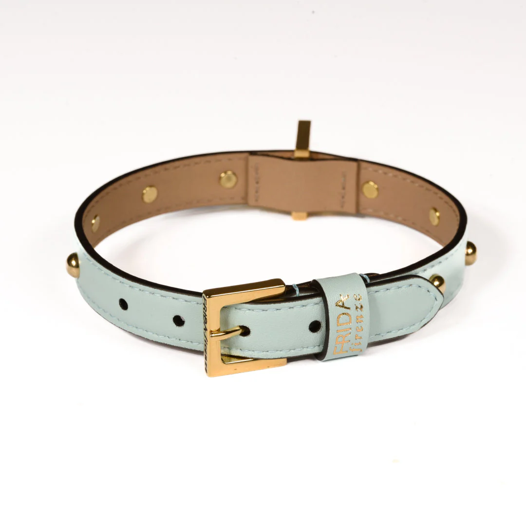 Leather Dog Collar in Cloud - Sphere, Made in Italy - Image 3