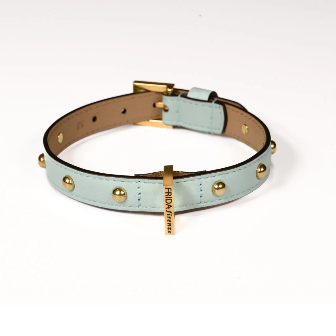 Leather Dog Collar in Cloud - Sphere, Made in Italy - Image 4