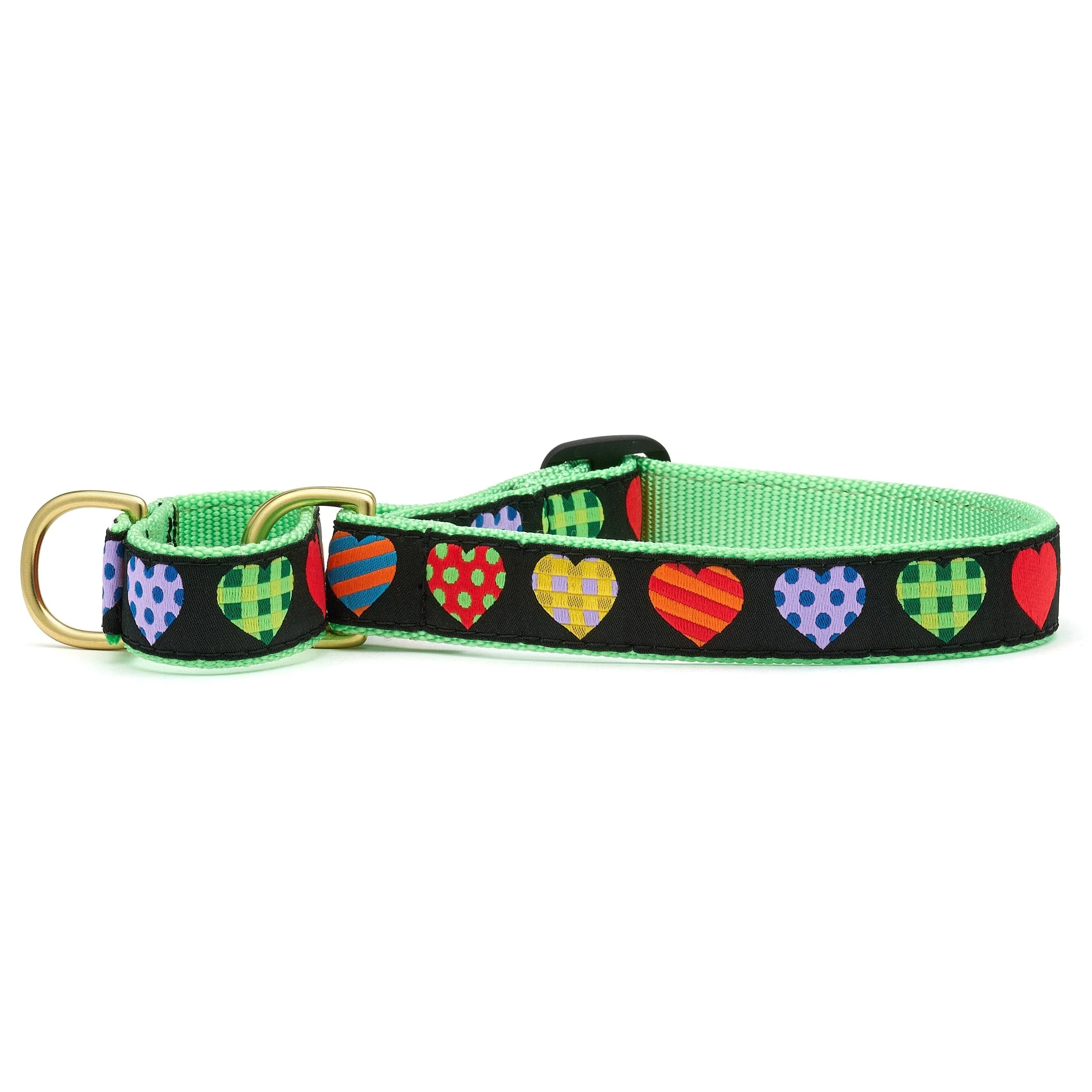 Up Country Colorful Hearts Cast Brass Martingale Collar
