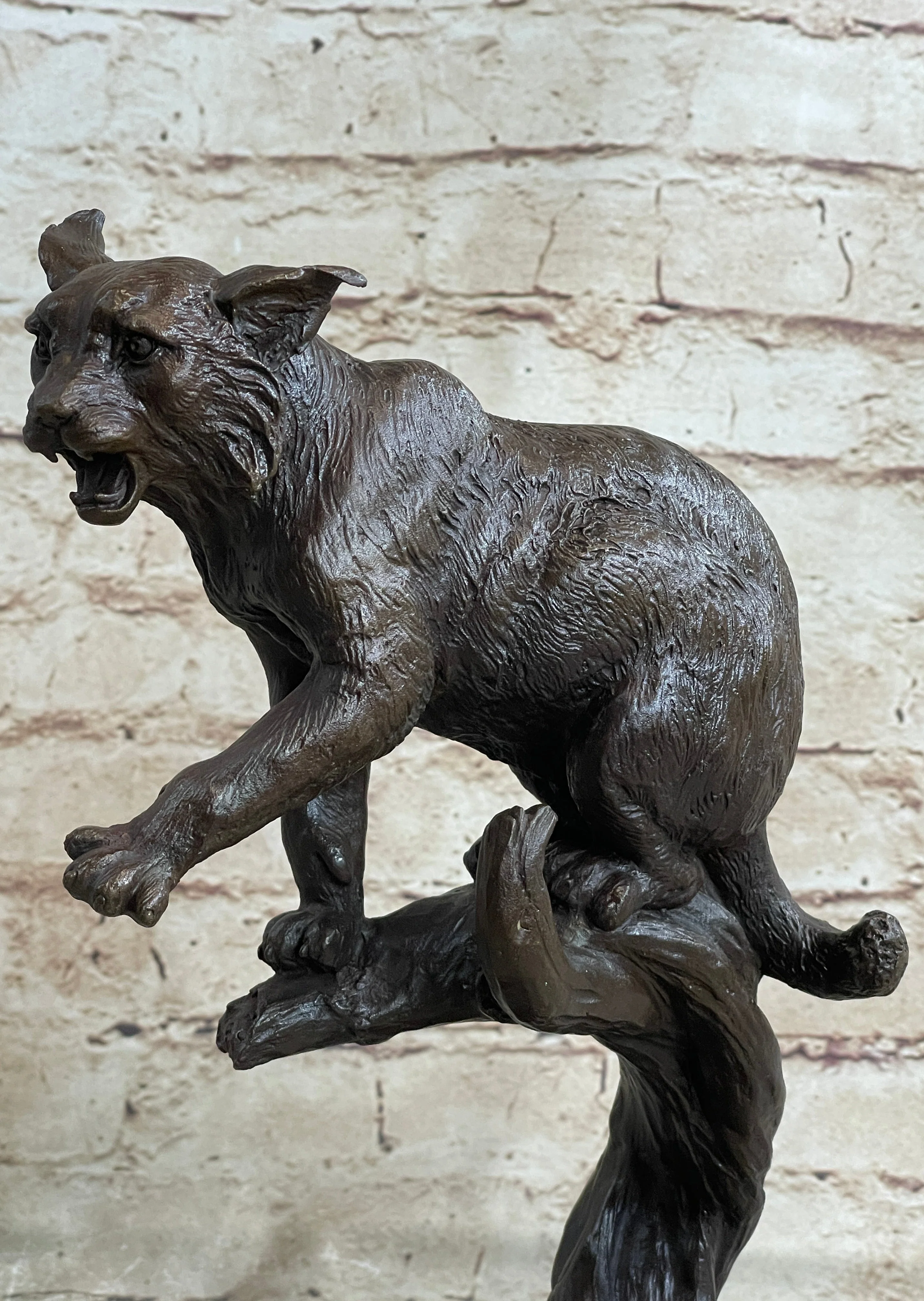 Cougar Panther Jaguar Cat Collector Bronze Marble Base Bookend Statue Art Decor - Image 6