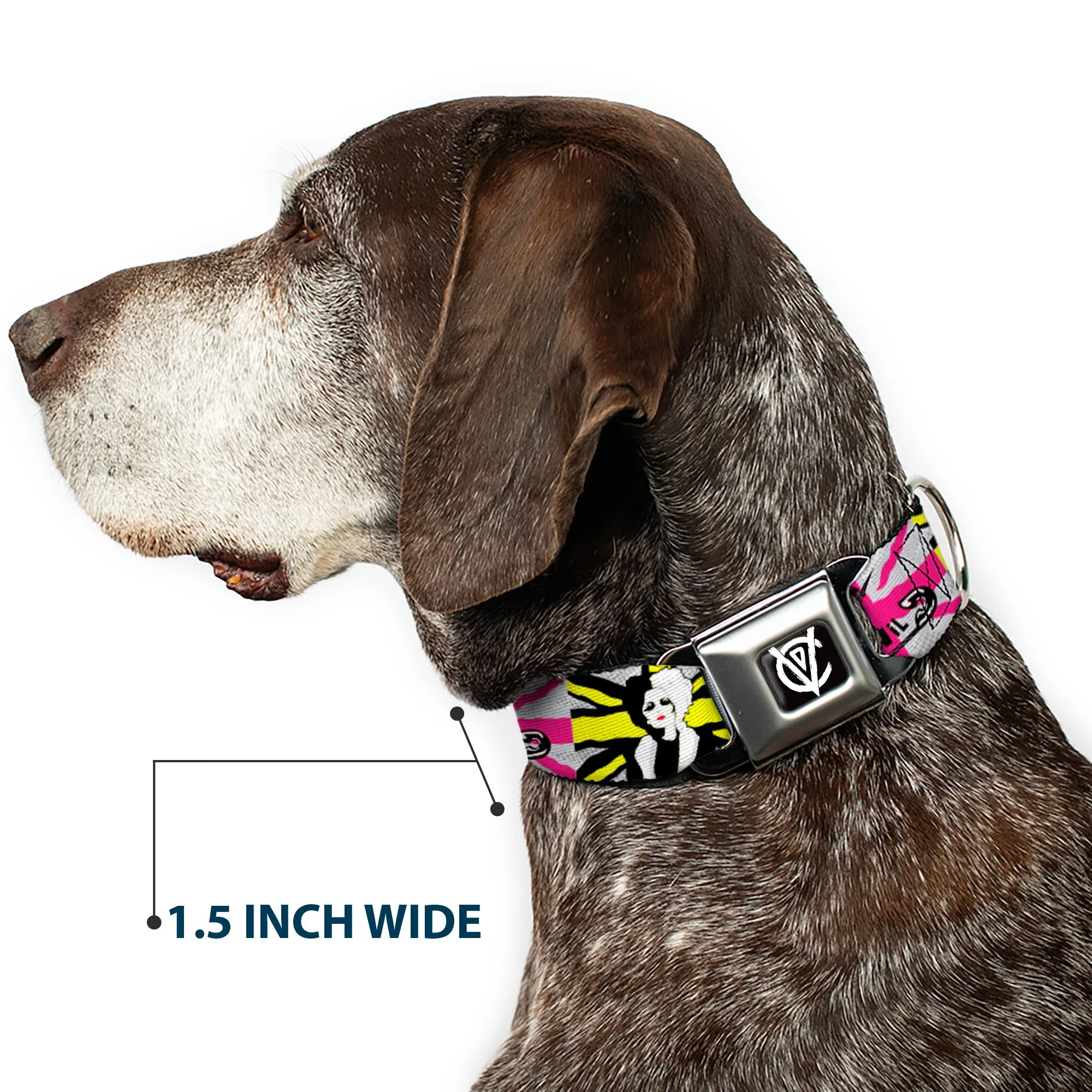 Cruella de Vil CDV Icon Black/White Seatbelt Buckle Collar - CRUELLA DE VIL Safety Pin/Cruell World Pose Union Jack Punk Rock Blocks - Image 7
