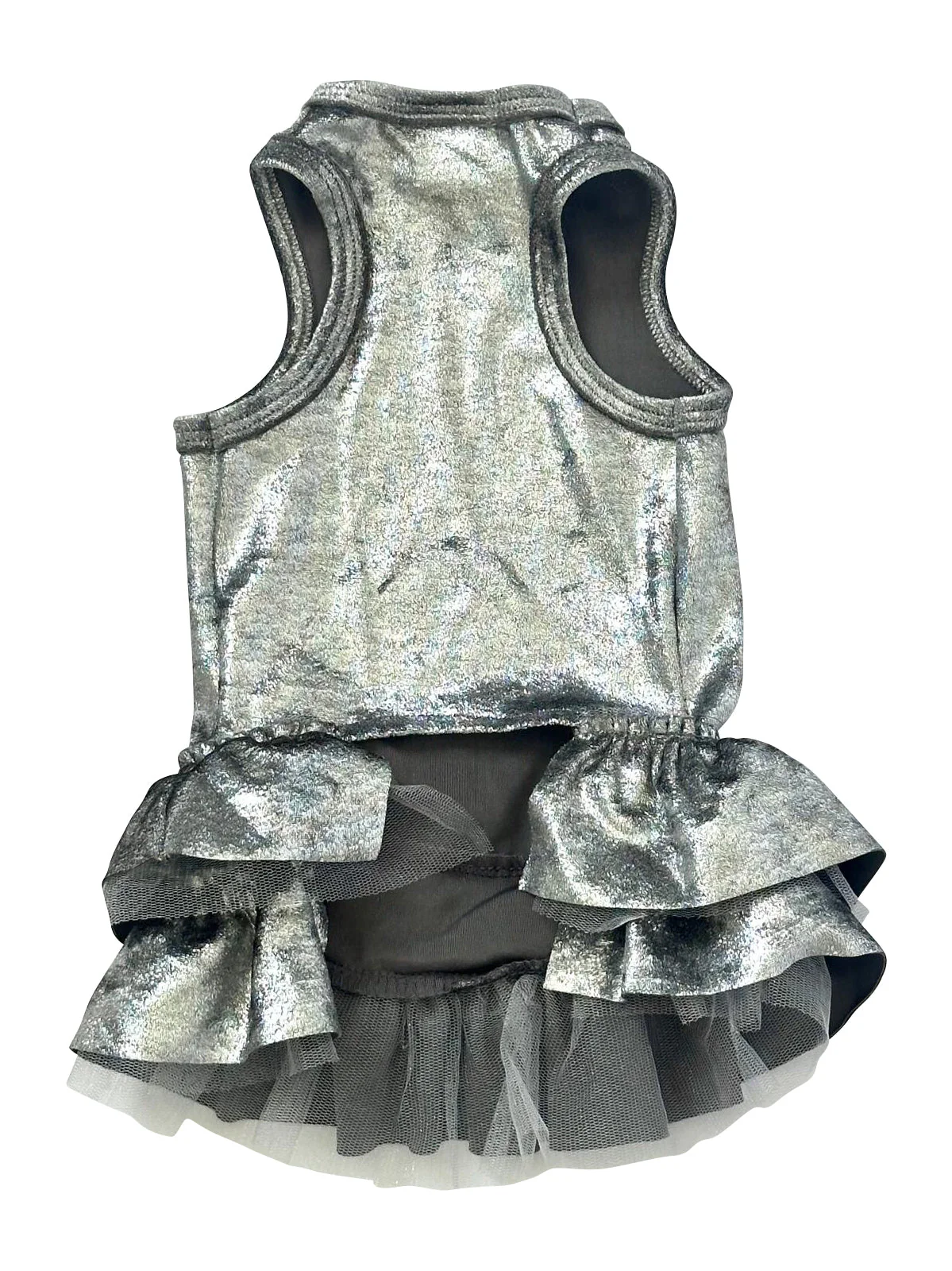 Crushing on YOU Metallic Velvet Dog Dress, Silver - Image 4