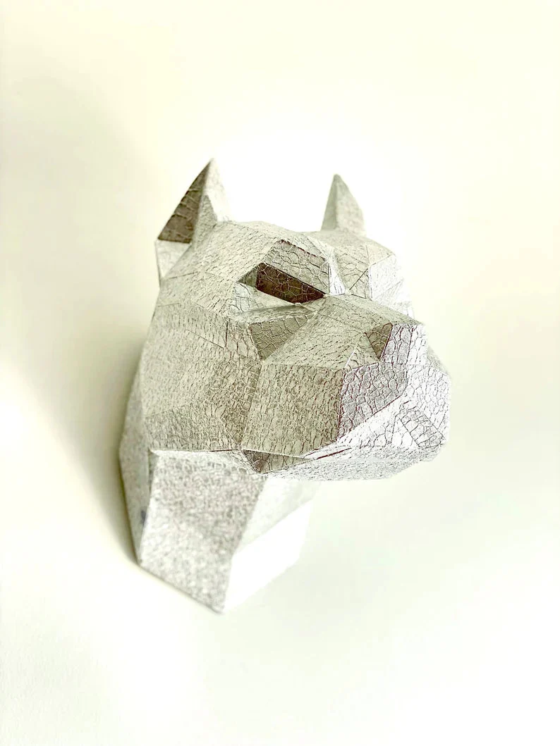 Cubic Pitbull Head Statue - Image 6