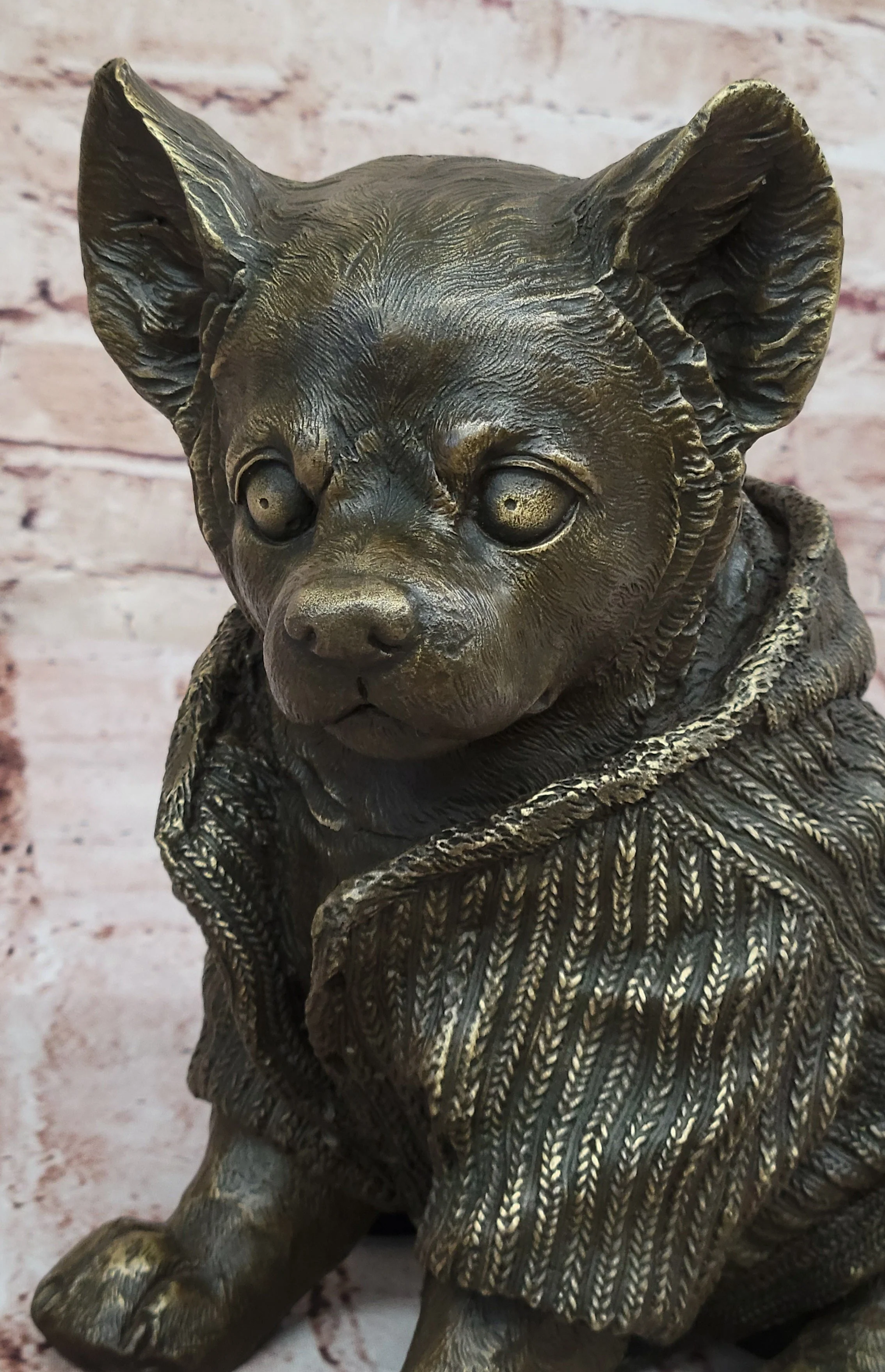 Cute Chihuahua Dog in Hooded Sweater Bronze Sculpture Figurine Statue Hot Cast - Image 8