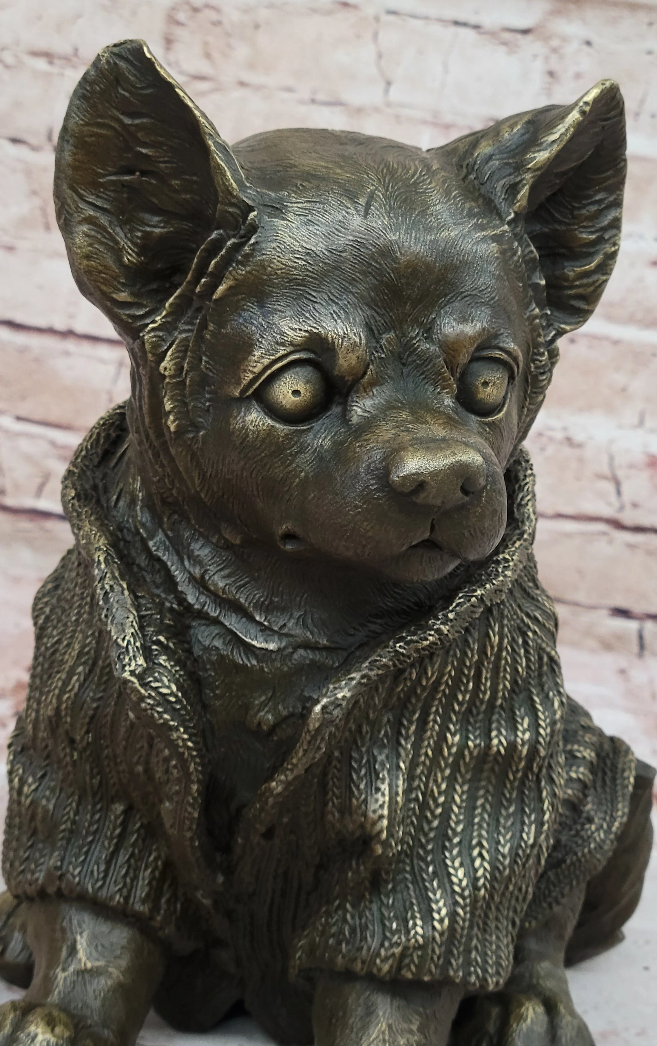 Cute Chihuahua Dog in Hooded Sweater Bronze Sculpture Figurine Statue Hot Cast - Image 9