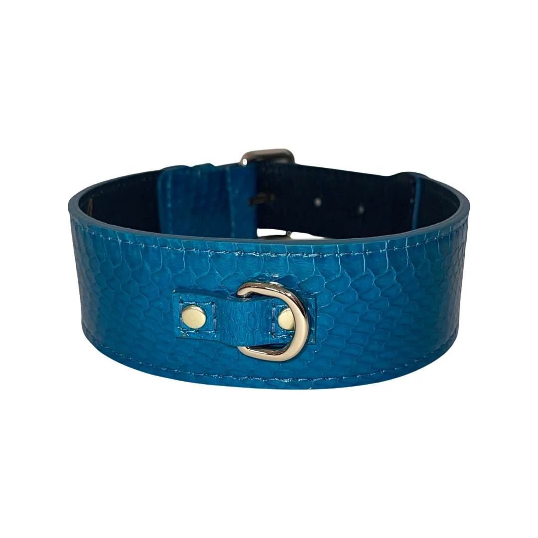 Dark Turquoise Classic Style Snake Collar With Classic Gold Hardware - Image 3