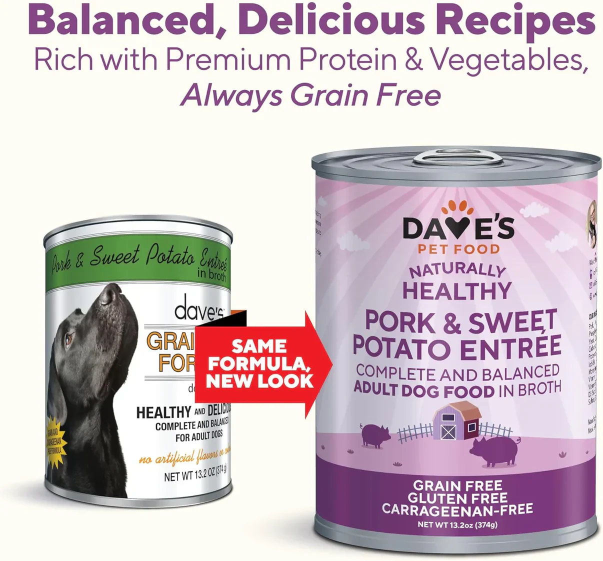 Daves Grain Free Pork & Sweet Potato Entrée For Dogs (13.2oz) - Image 2