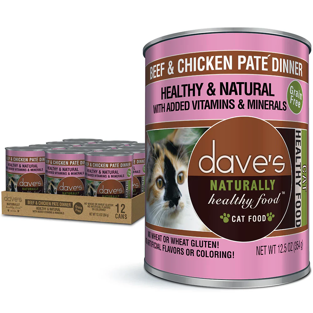 Daves Naturally Healthy Beef & Chicken Dinner Paté Wet Cat Food (12.5oz) - Image 2