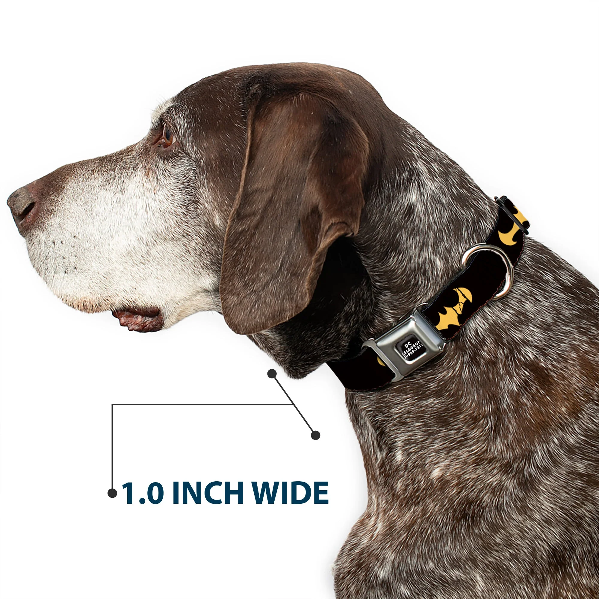 DC LEAGUE OF SUPER-PETS Logo Full Color Black/White Seatbelt Buckle Collar - DC League of Super-Pets Batman Bat Logo Black/Yellow - Image 6