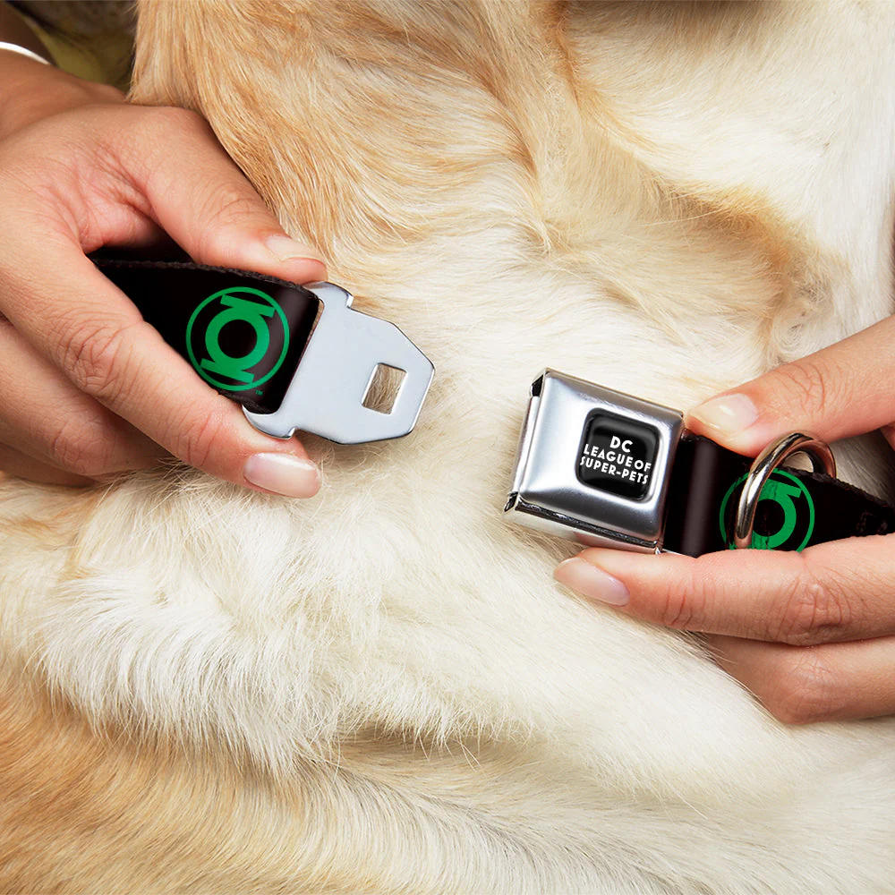 DC LEAGUE OF SUPER-PETS Logo Full Color Black/White Seatbelt Buckle Collar - DC League of Super-Pets Green Lantern Logo Black/Green - Image 8