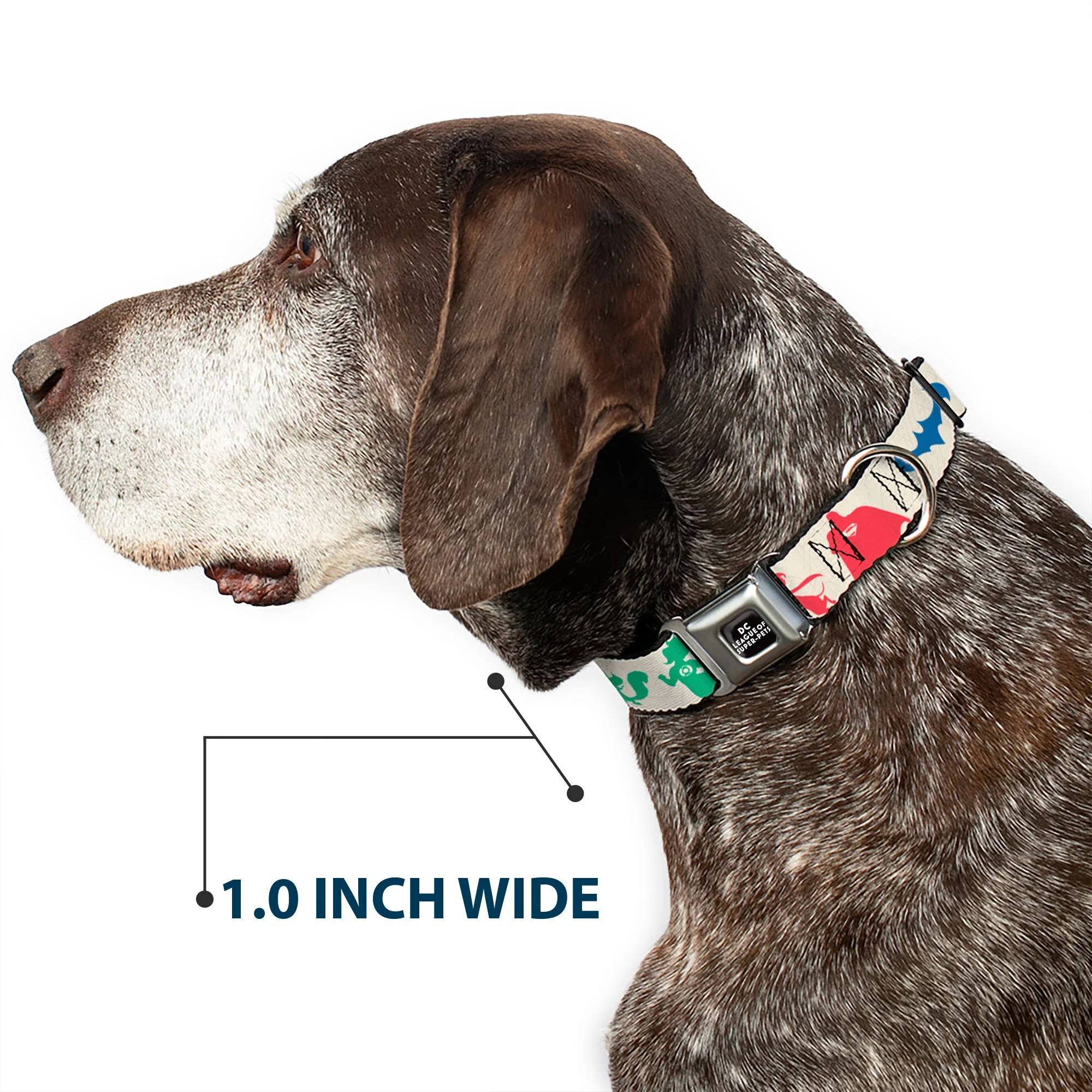 DC LEAGUE OF SUPER-PETS Logo Full Color Black/White Seatbelt Buckle Collar - DC League of Super-Pets Superhero with Pets and Logos Silhouette White/Multi Color - Image 6