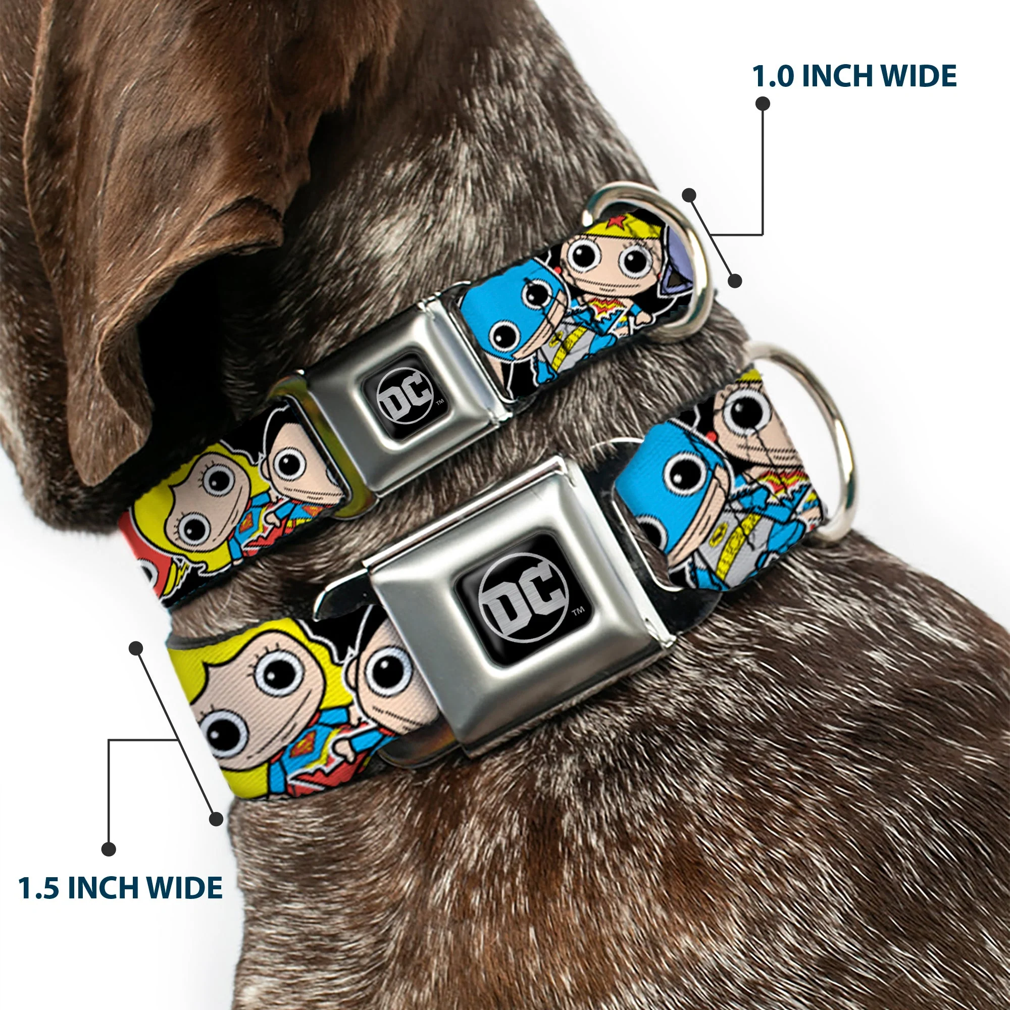 DC Round Logo Black/Silver Seatbelt Buckle Collar - DC Mini Group Stacked Black - Image 2