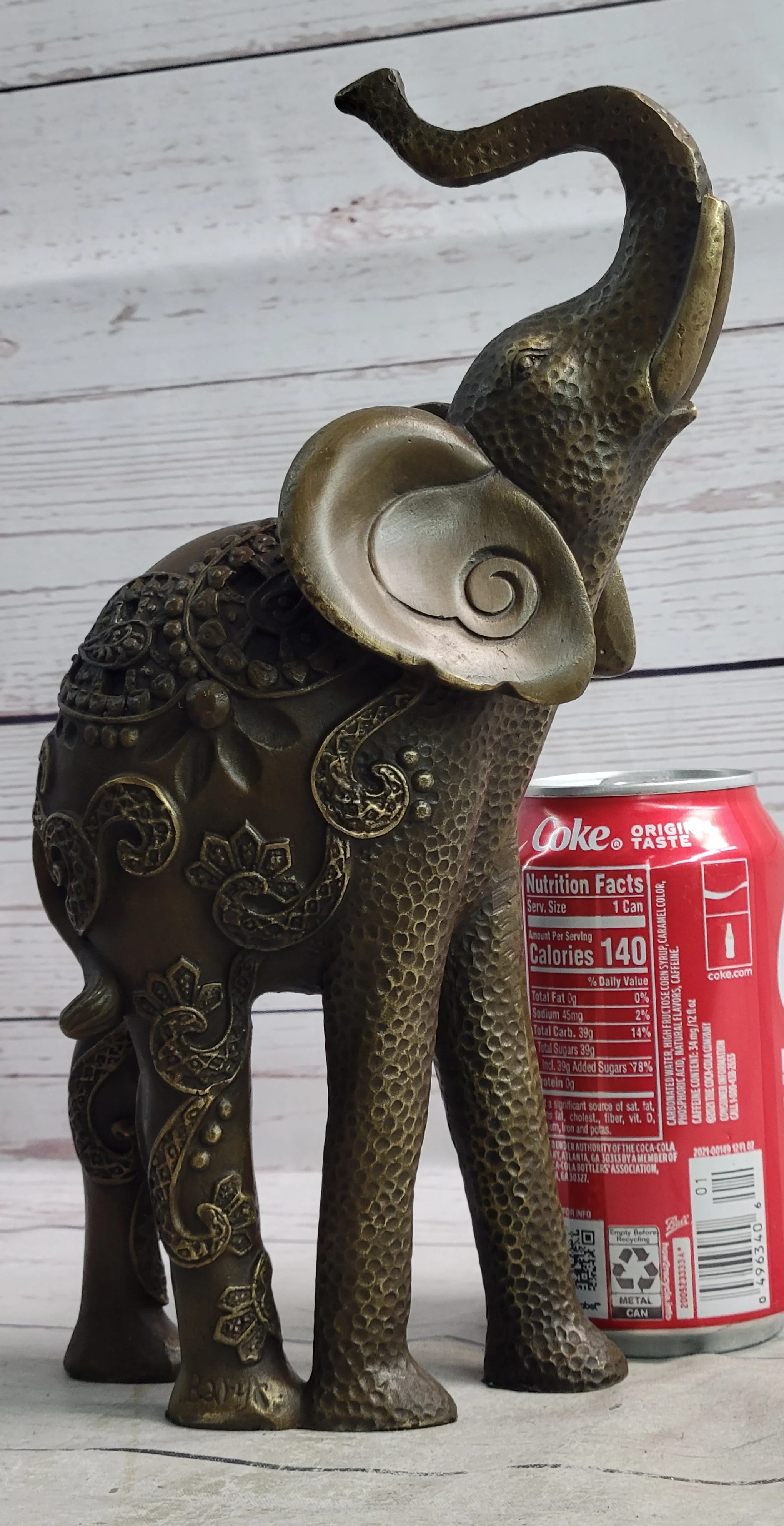 Decorative Indian Elephant Bronze Figure Statue Sculpture Hindu Design Handmade Art - Image 2