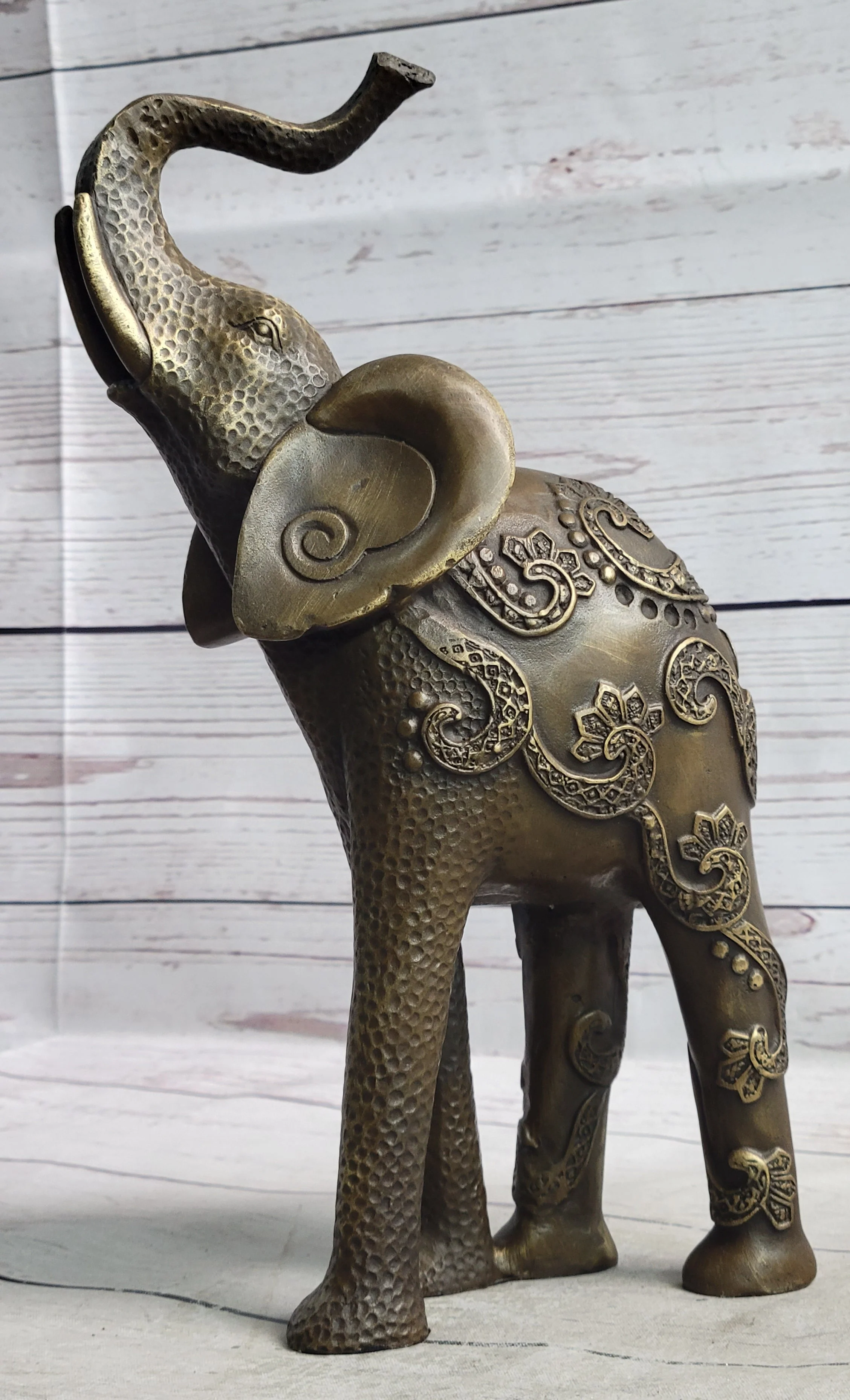 Decorative Indian Elephant Bronze Figure Statue Sculpture Hindu Design Handmade Art - Image 3